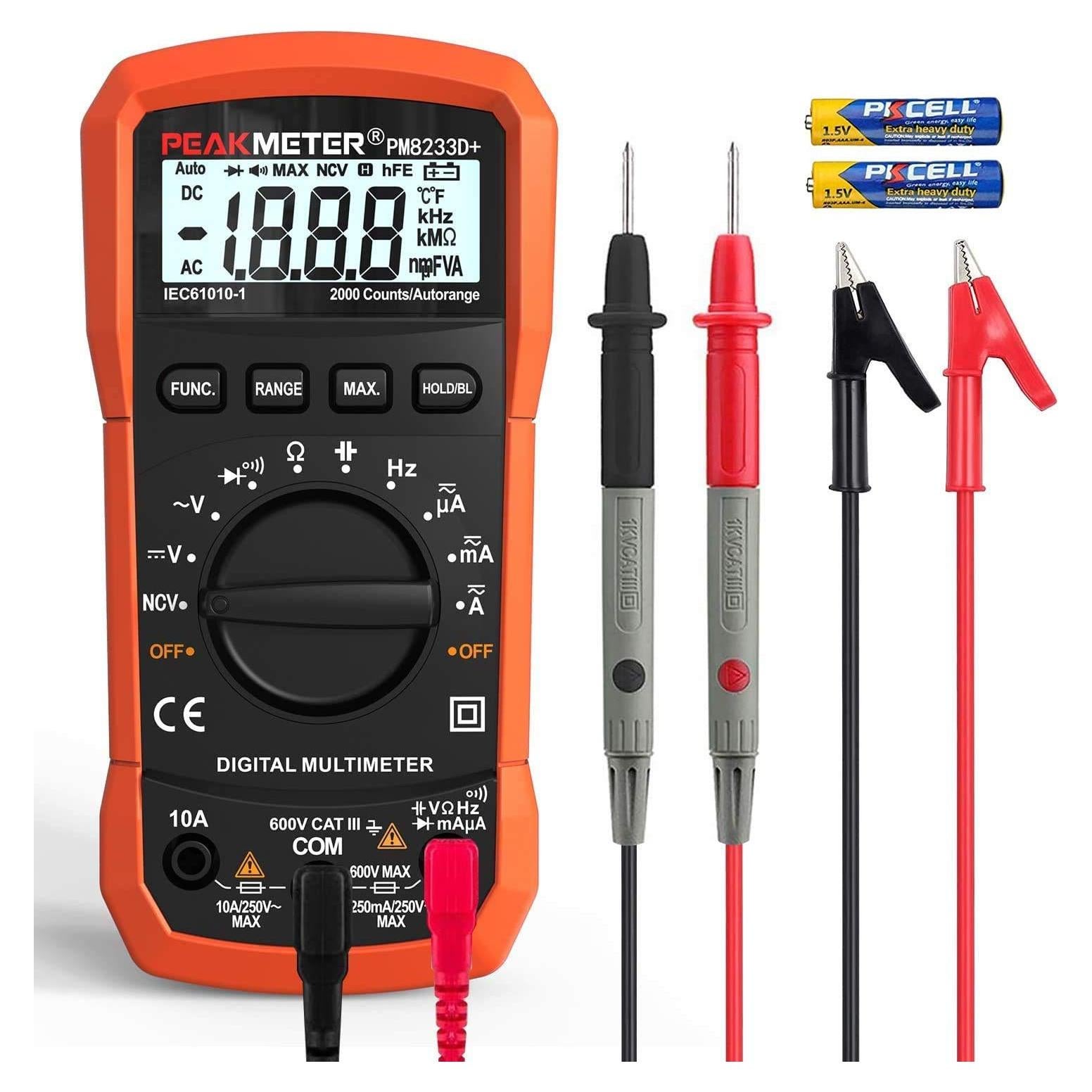 Multímetro Digital Coczow PM8233D+ con Pantalla LCD Retroiluminada