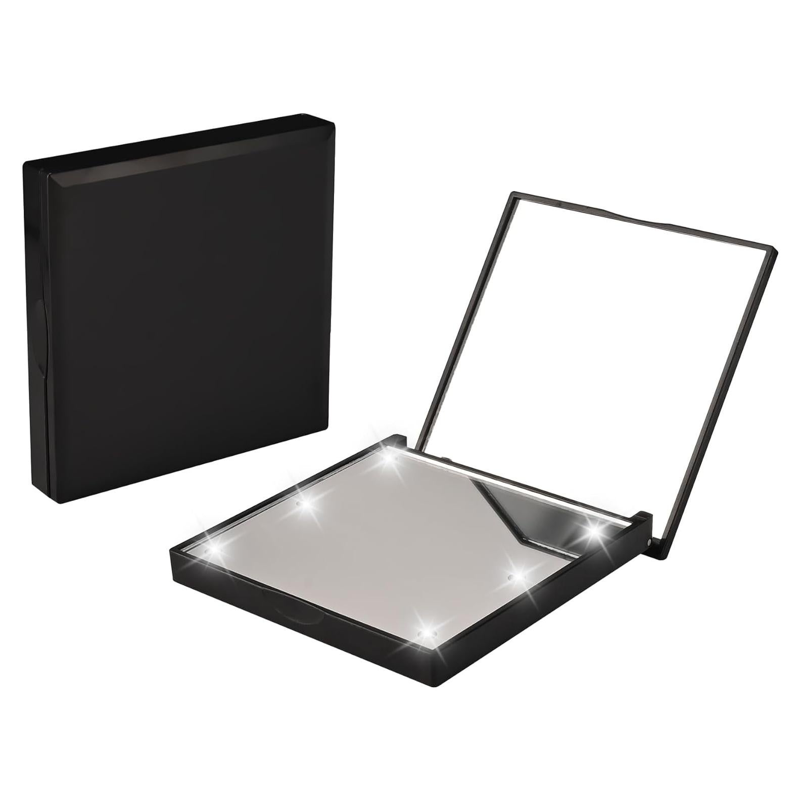 Espejo de Maquillaje de Viaje QUELIEN Negro con Luz LED