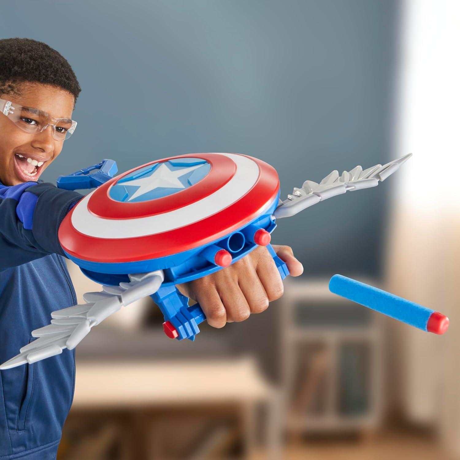Blaster NERF Capitán América Hasbro con Escudo y Dardos