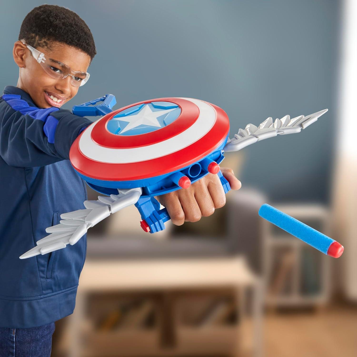 Blaster NERF Capitán América Hasbro con Escudo y Dardos