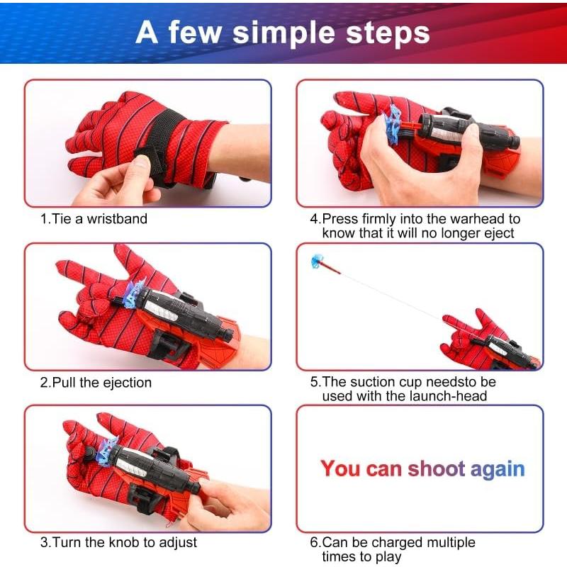 Guantes Lanzadores de Telaraña Cyangiwy para Niños 8-12 Años