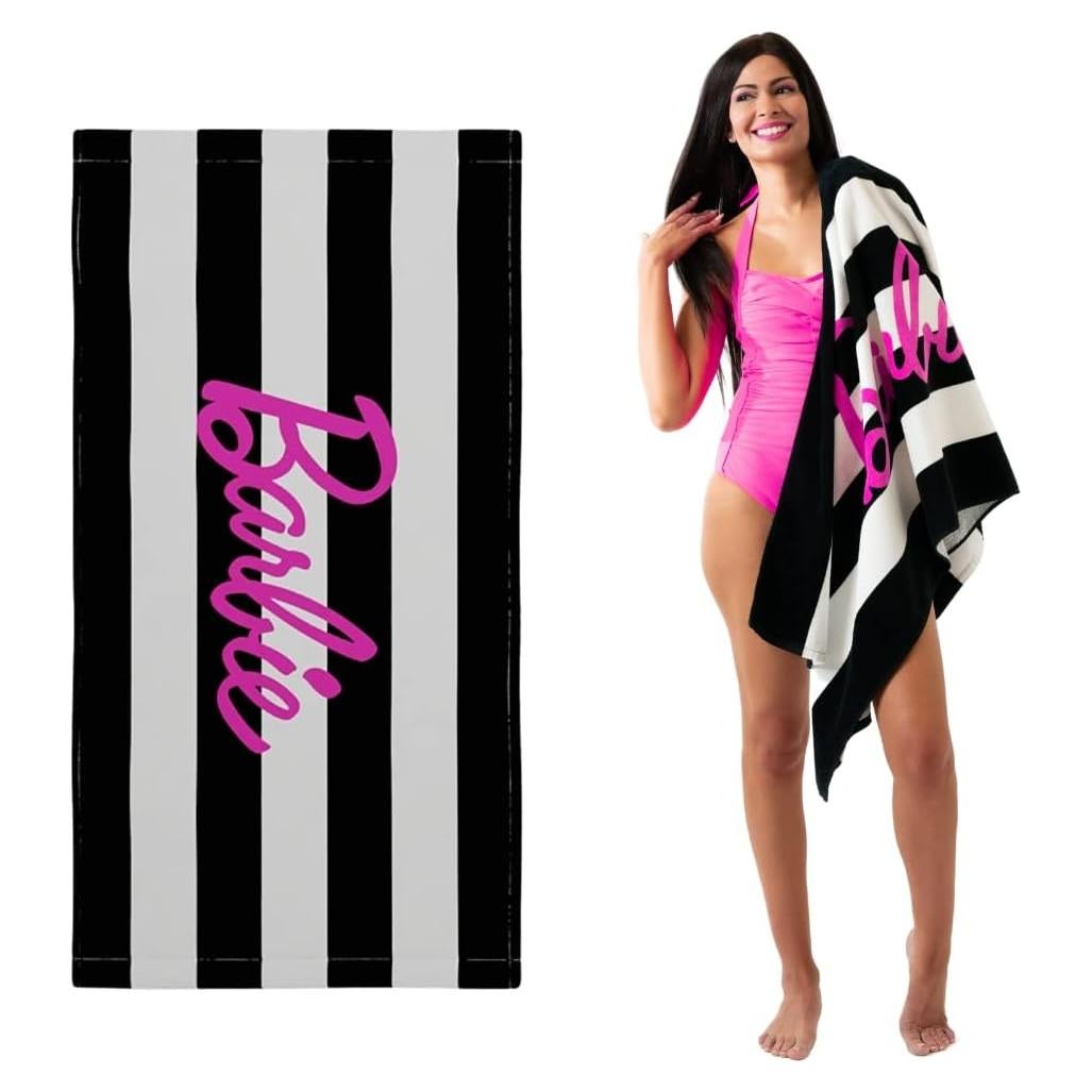 Toalla de Playa Franco Barbie 152.4x76.2 cm Rayas Negras