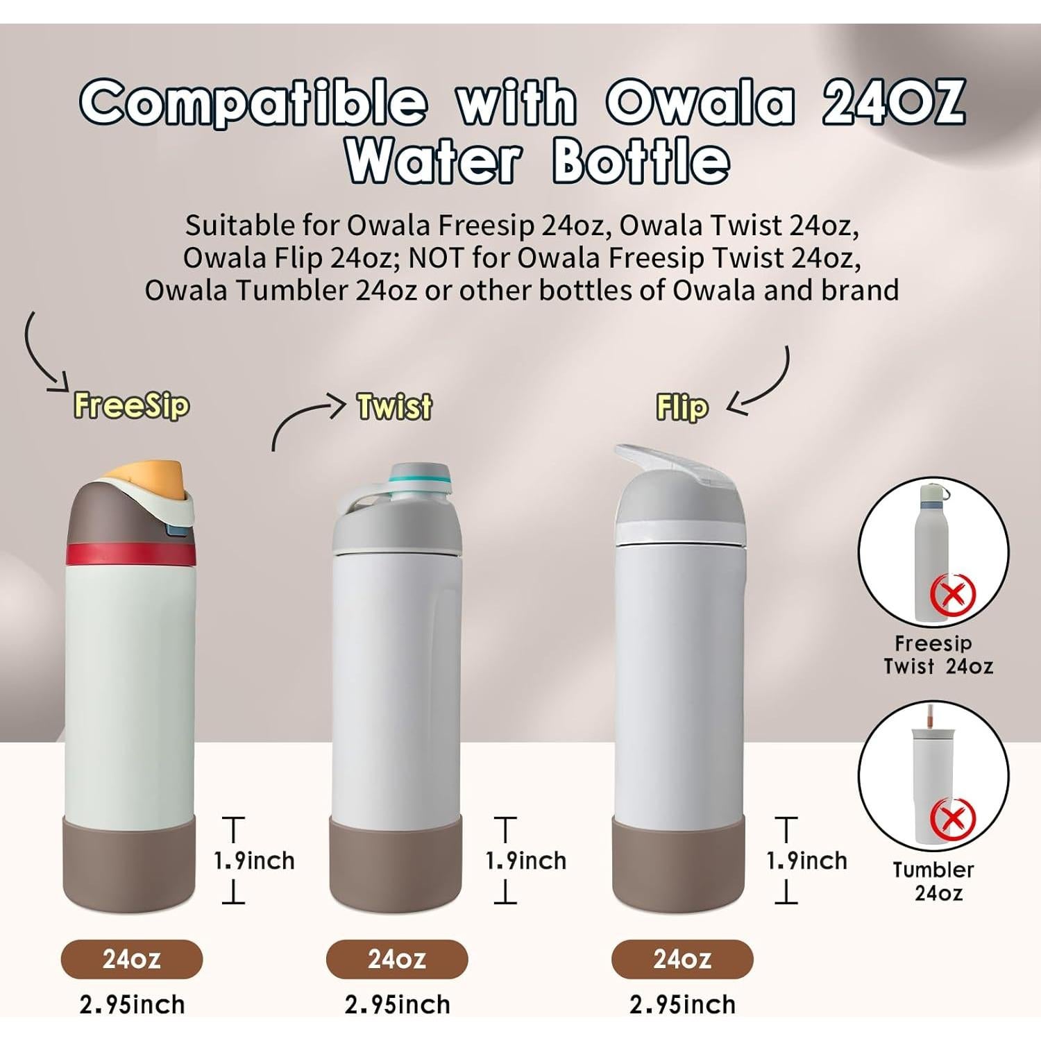 2PCS Botas de Silicona BKBY para Botellas Owala 0.71L 0.95L 1.18L