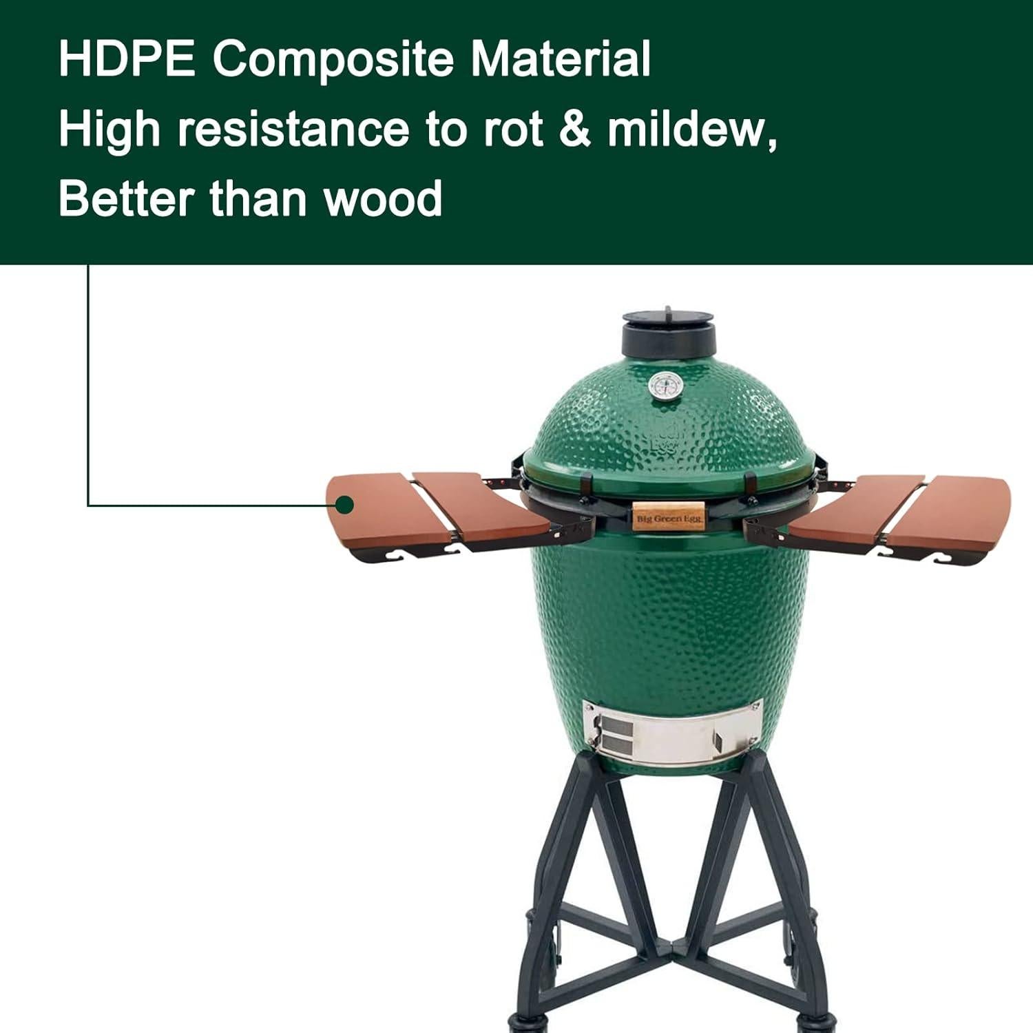 Side Shelves Big Green Egg Accessories, Composite 2 Slat Egg Mates for Large Big Green Egg with Folding Side Shelves Replacement Parts Grill & Smoker Accessories