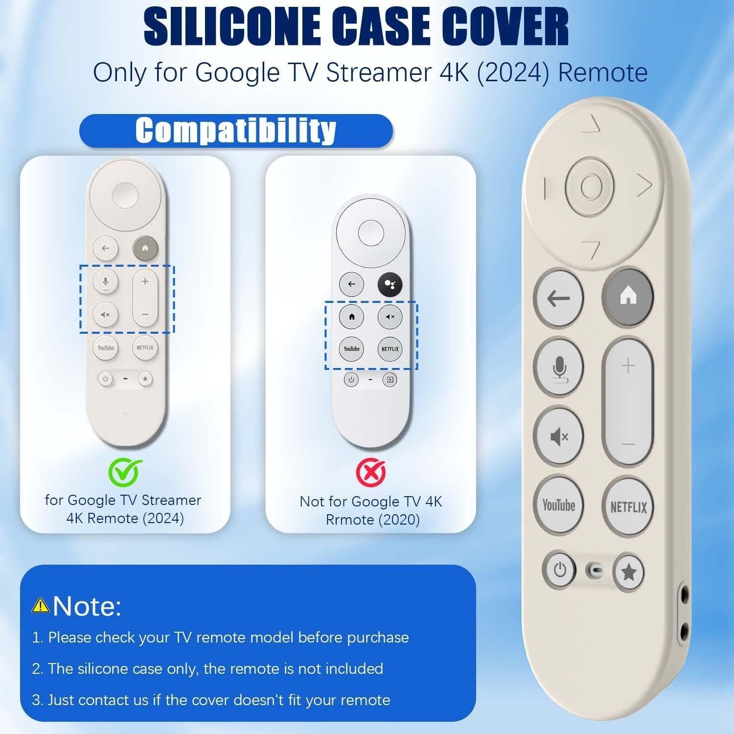 Funda de Silicona para Control Remoto Google TV 4K 2024 - 4 Colores