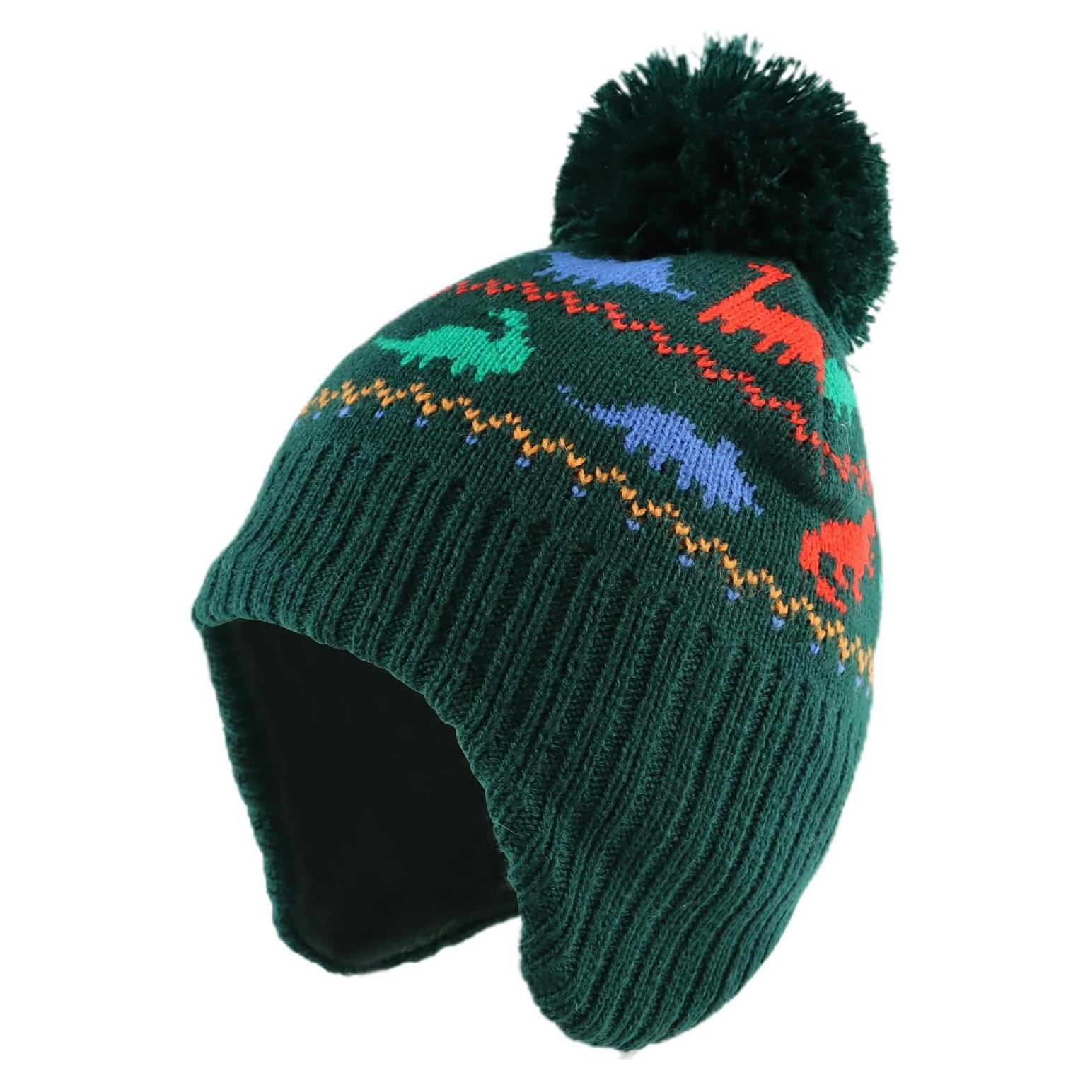 Gorro de Invierno para Bebé Zsedrut con Forro Polar Dinosaurio