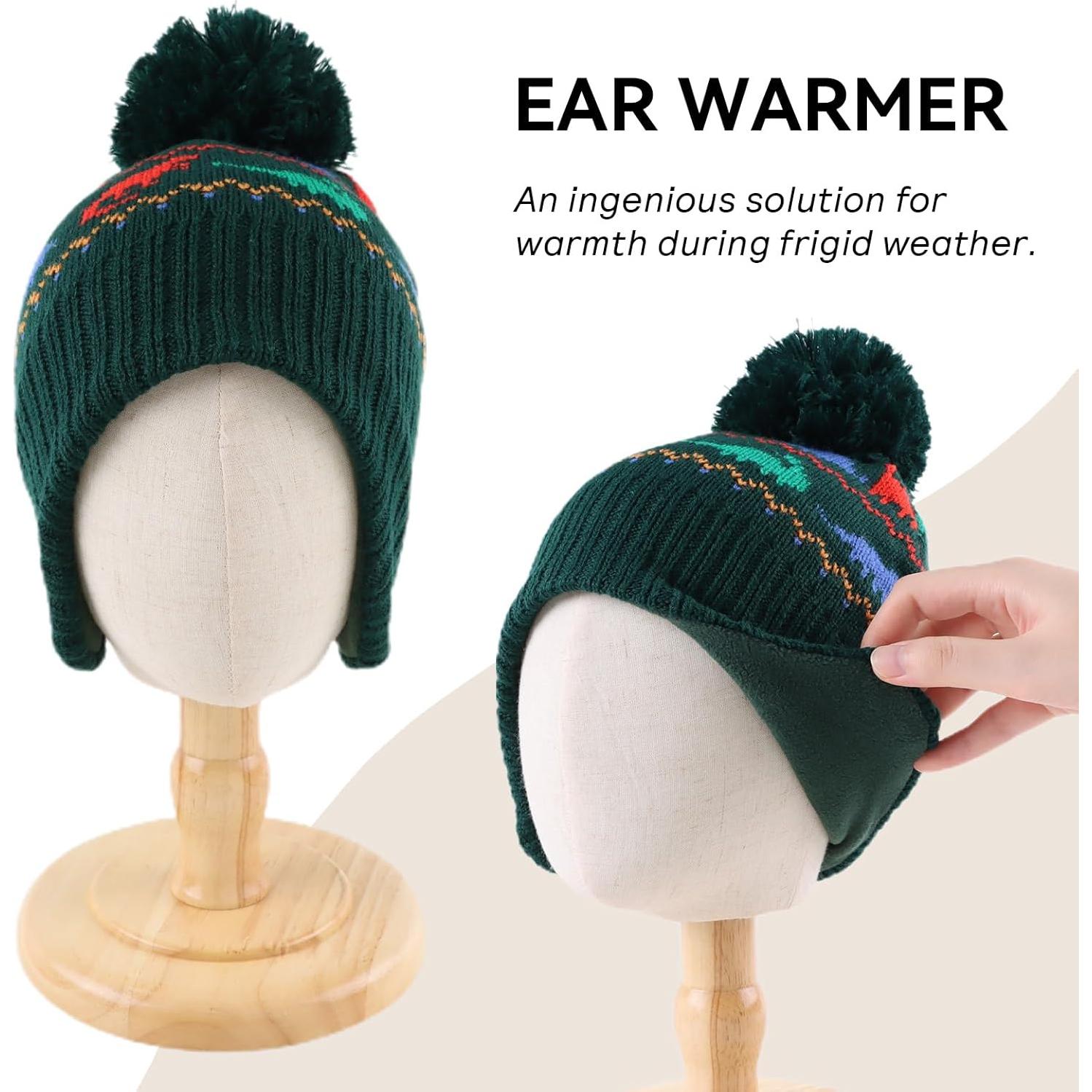 Gorro de Invierno para Bebé Zsedrut con Forro Polar Dinosaurio