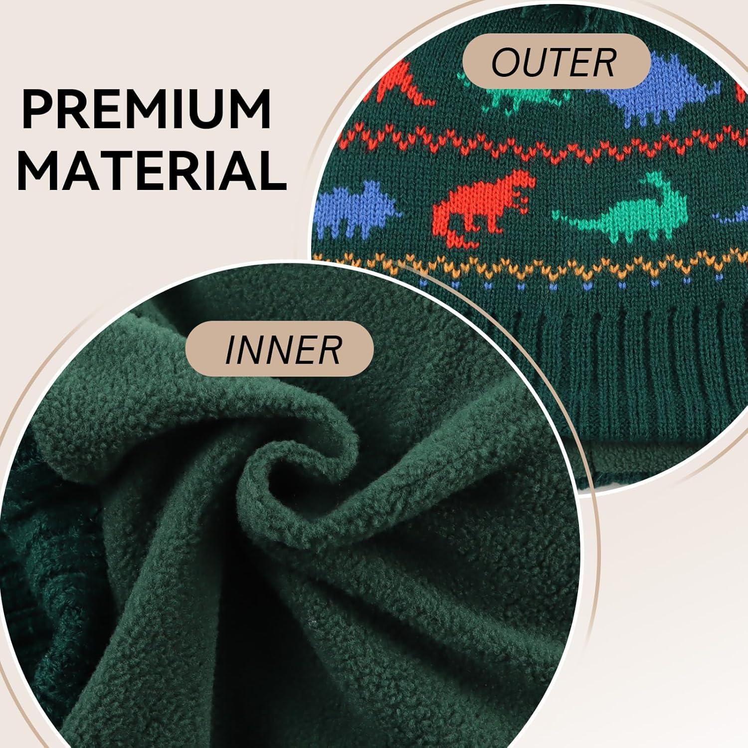 Gorro de Invierno para Bebé Zsedrut con Forro Polar Dinosaurio