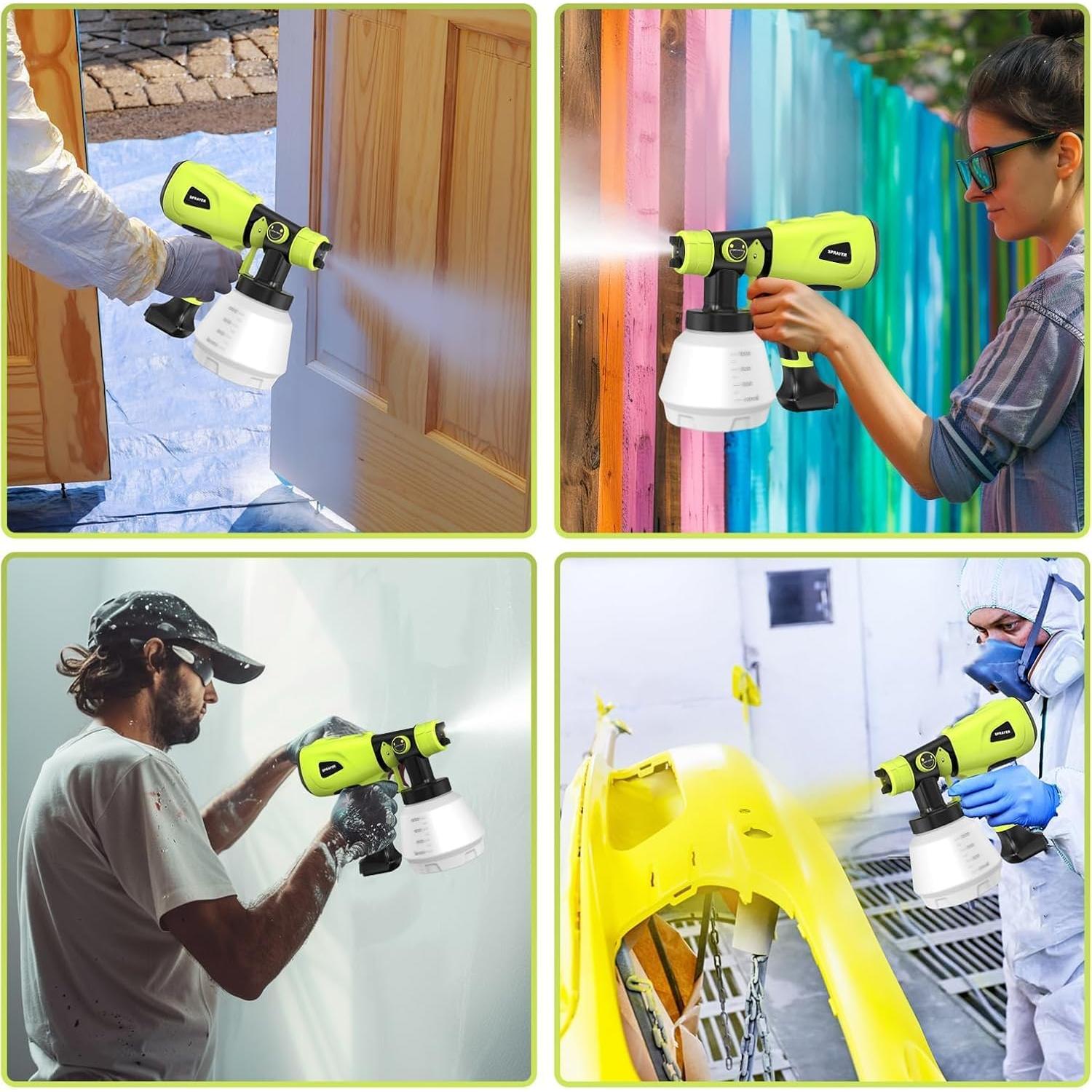 Pistola de Pintura Eléctrica LESONJOY 1000W Verde con 4 Boquillas