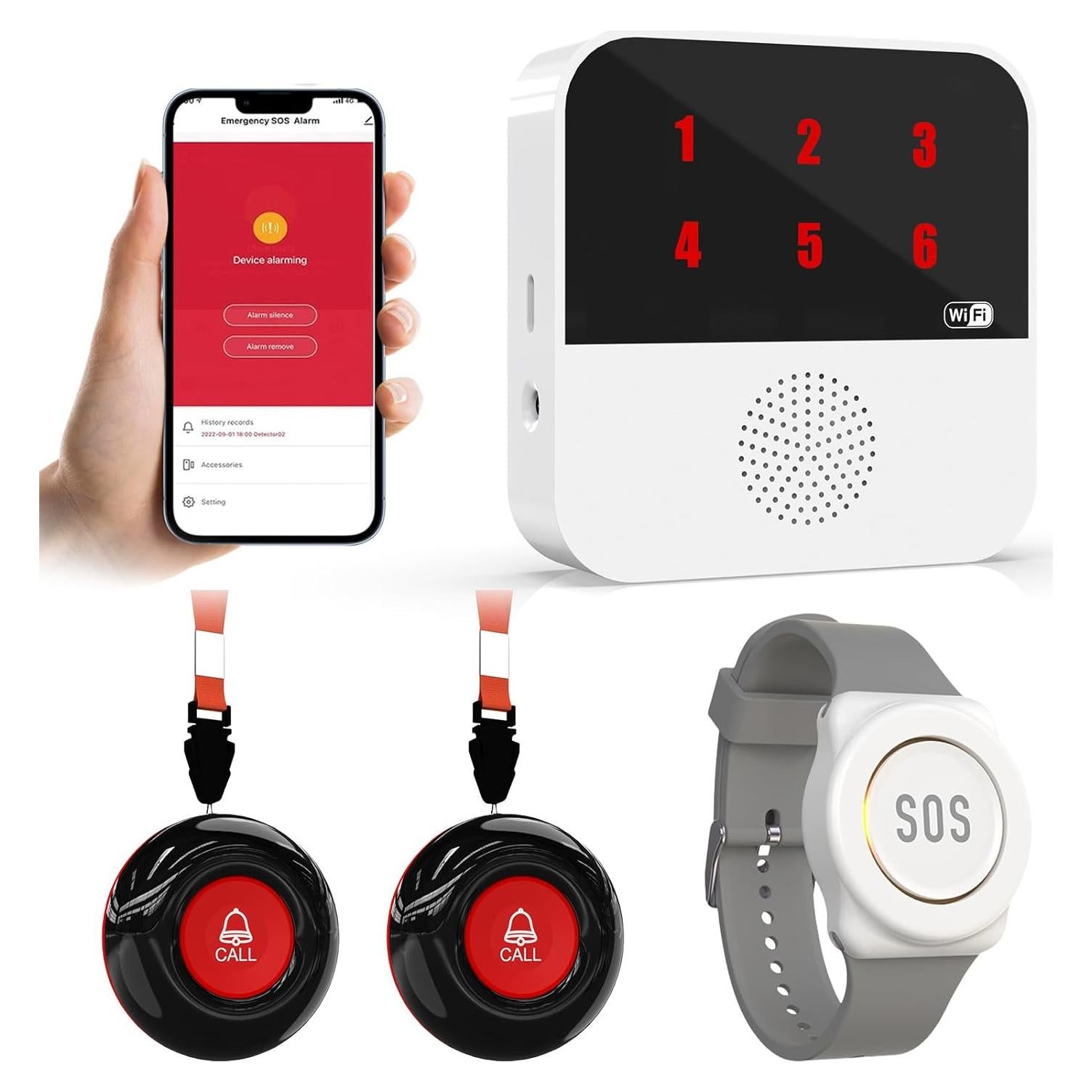 Sistema de Alerta de Vida WiFi SanJie con 2 Botones y Reloj