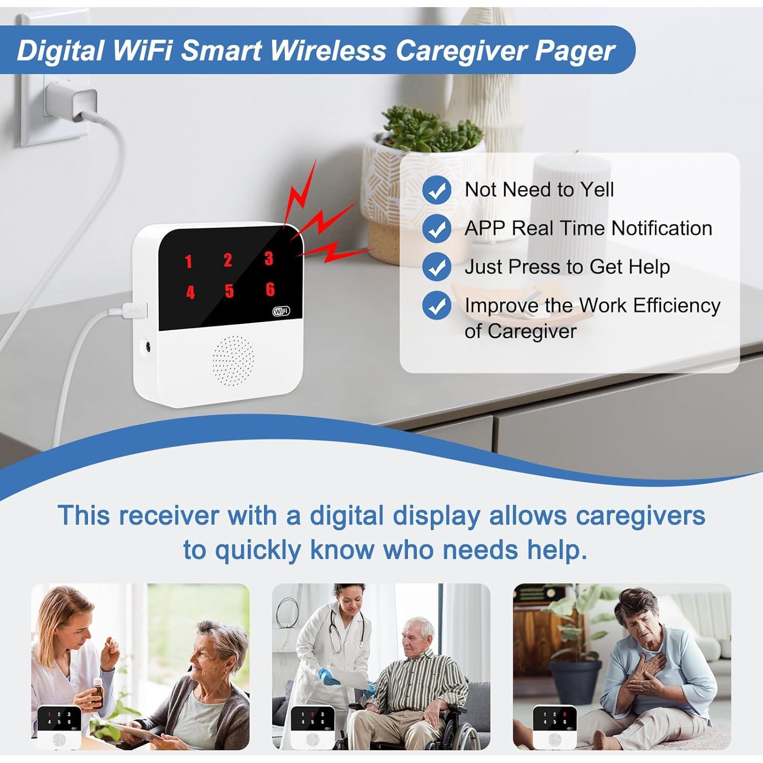 Sistema de Alerta de Vida WiFi SanJie con 2 Botones y Reloj
