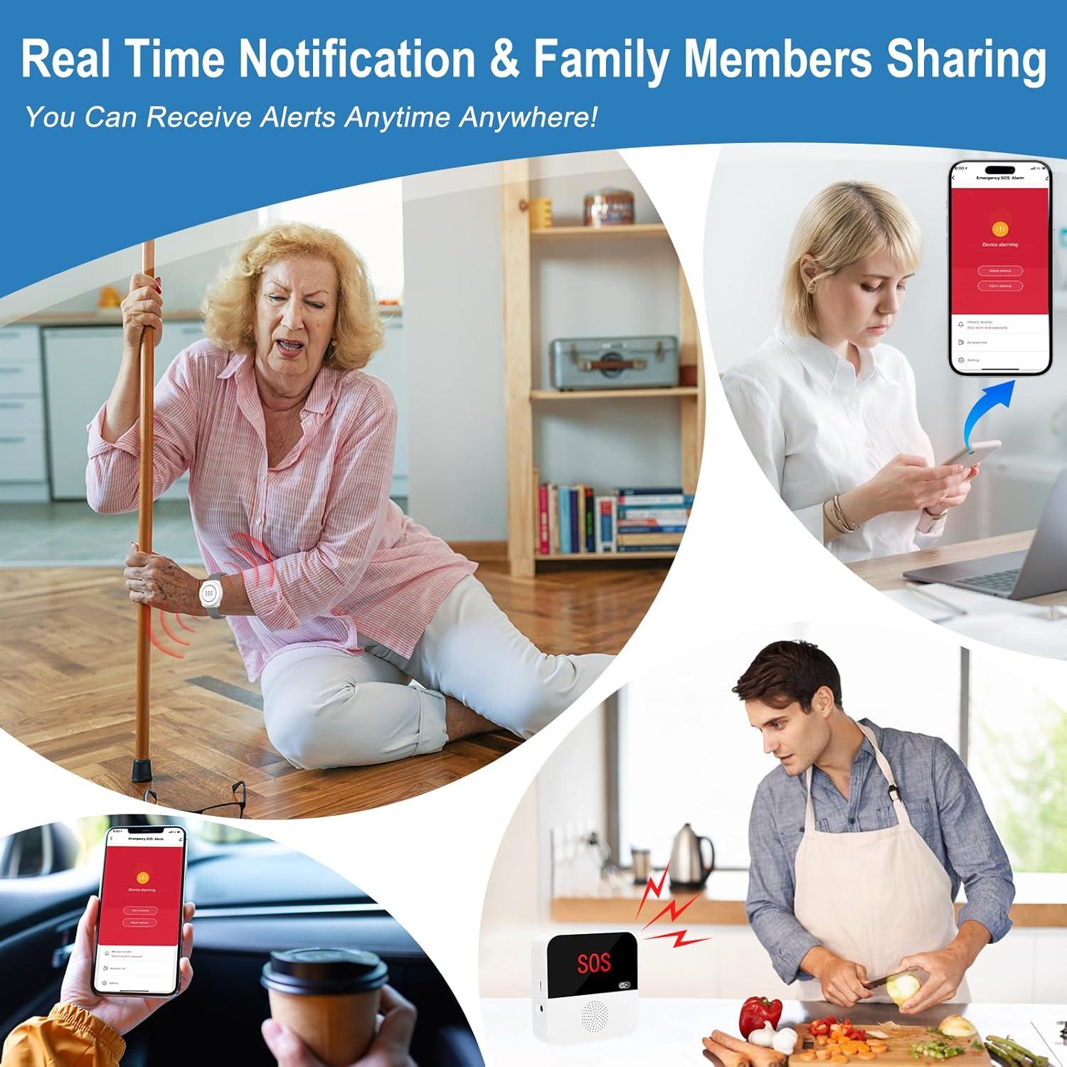 Sistema de Alerta de Vida WiFi SanJie con 2 Botones y Reloj