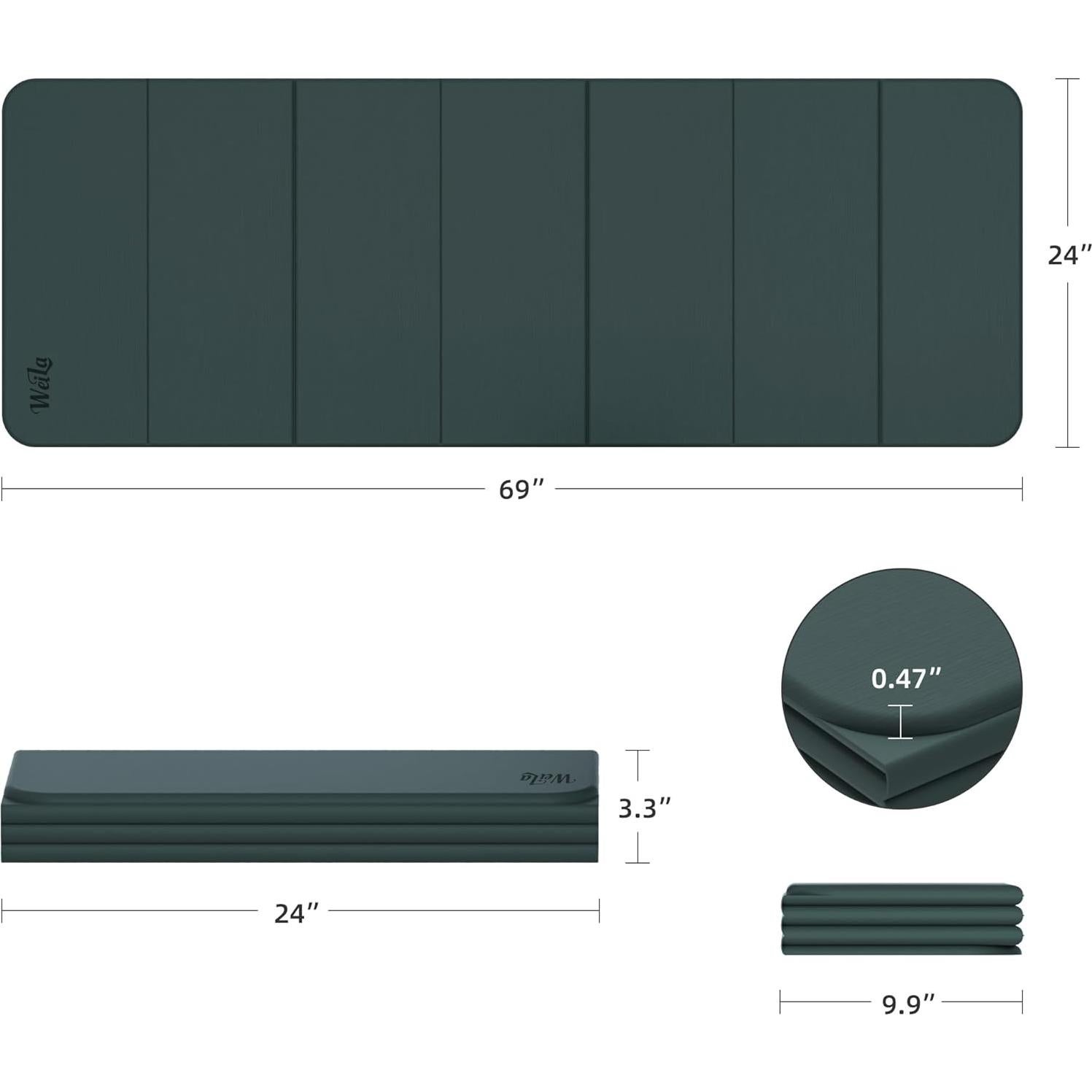 Mat de Yoga Grueso WEILA 12mm Antideslizante Aguacate