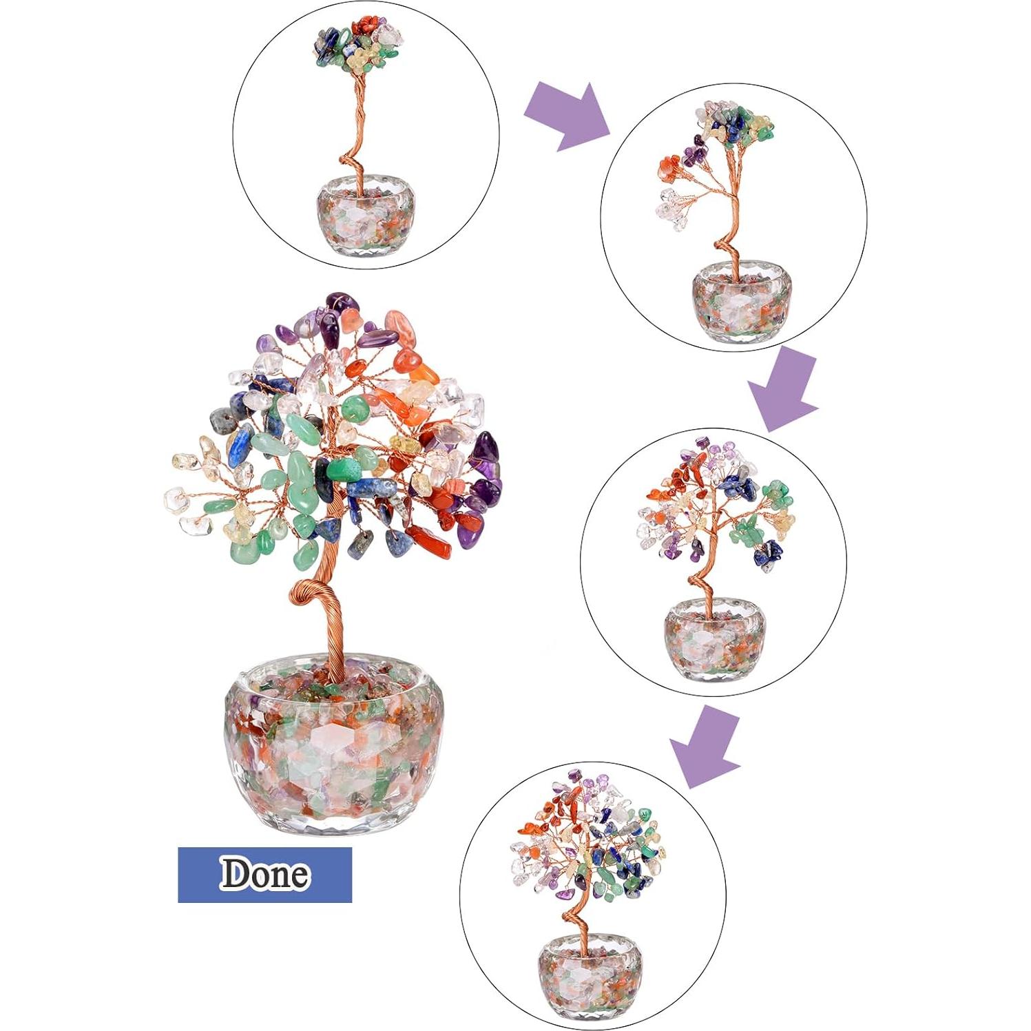 Árbol de Cristal Chakra PESOENTH 14 cm Decoración Feng Shui