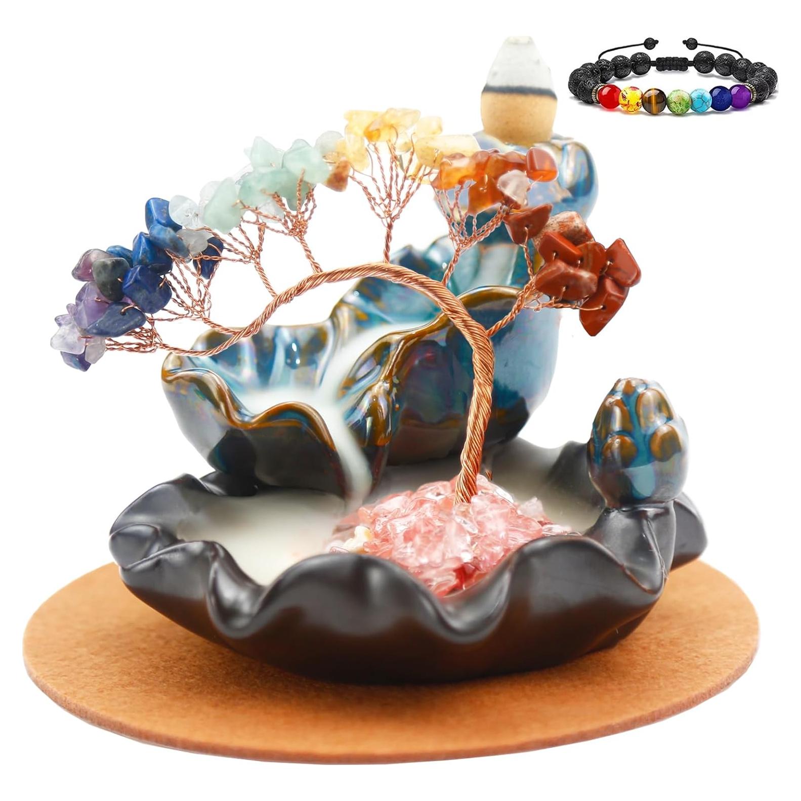 Quemador de Incienso de Retroceso Dreamgirnh 7 Chakras Cerámica