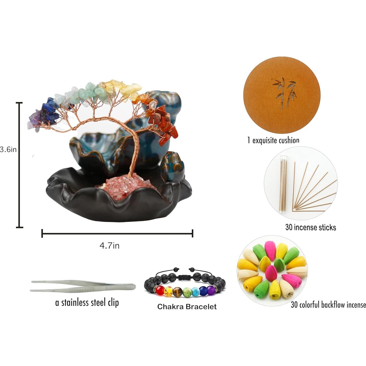 Quemador de Incienso de Retroceso Dreamgirnh 7 Chakras Cerámica