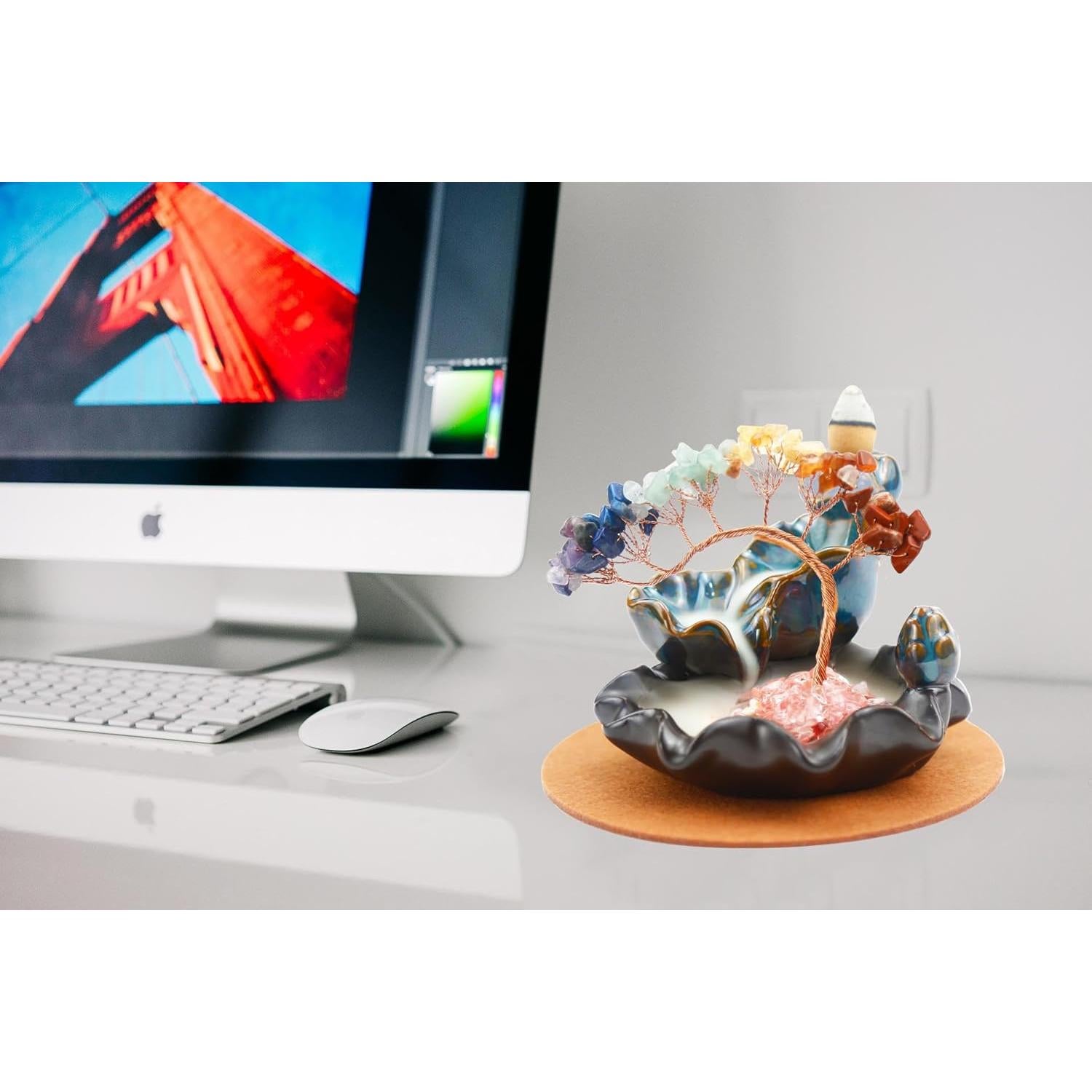 Quemador de Incienso de Retroceso Dreamgirnh 7 Chakras Cerámica