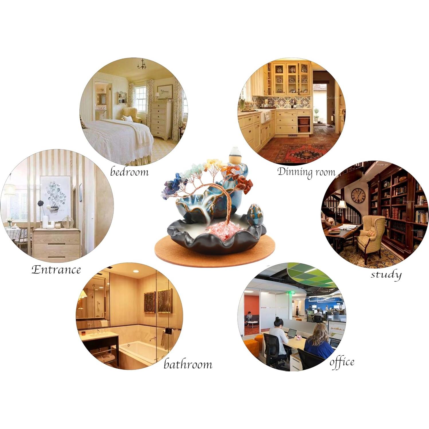 Quemador de Incienso de Retroceso Dreamgirnh 7 Chakras Cerámica