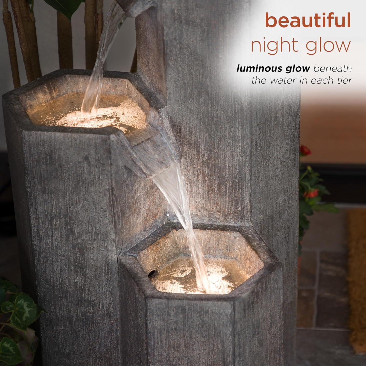 Fuente de Agua Zen Alpine 25" con LED para Jardín