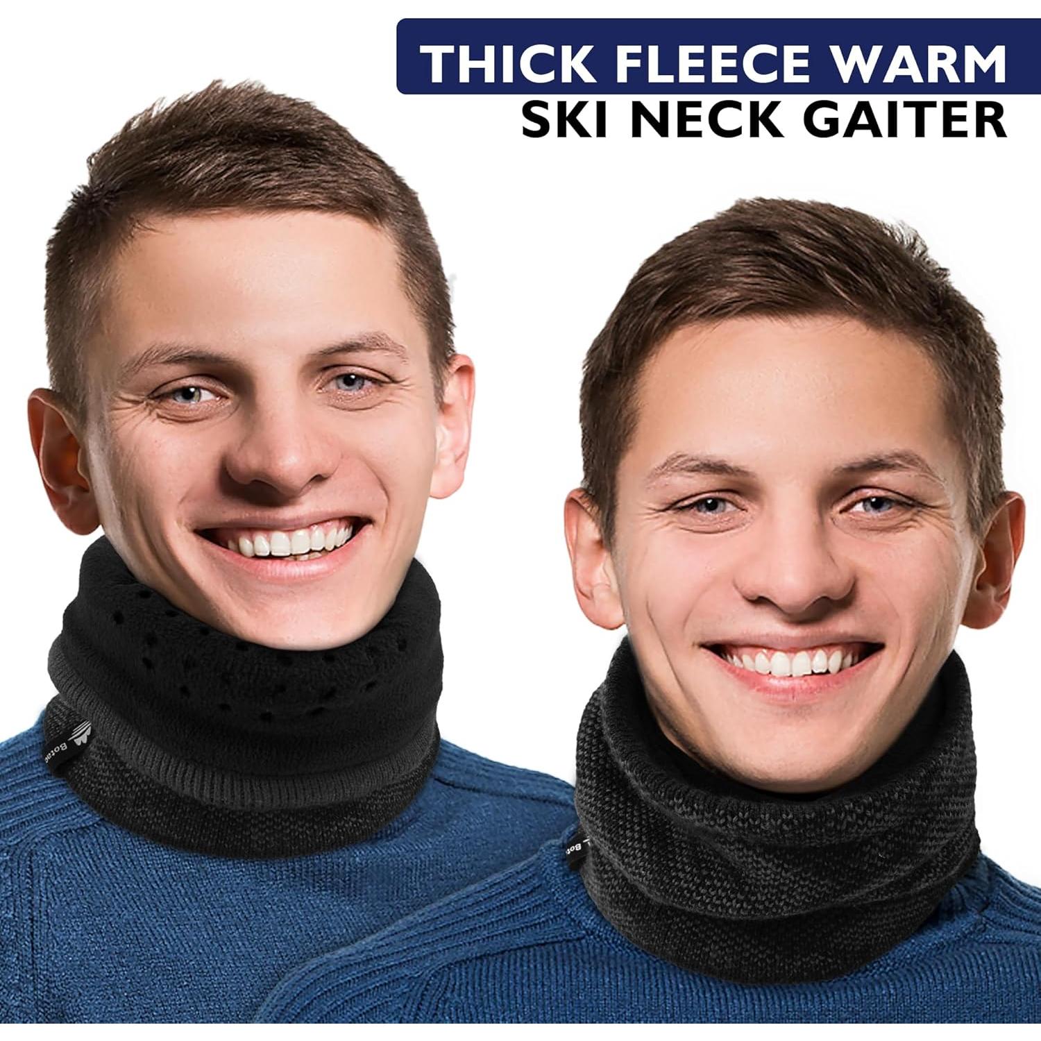 Calentador de Cuello Térmico Polar Negro para Esquí y Ciclismo