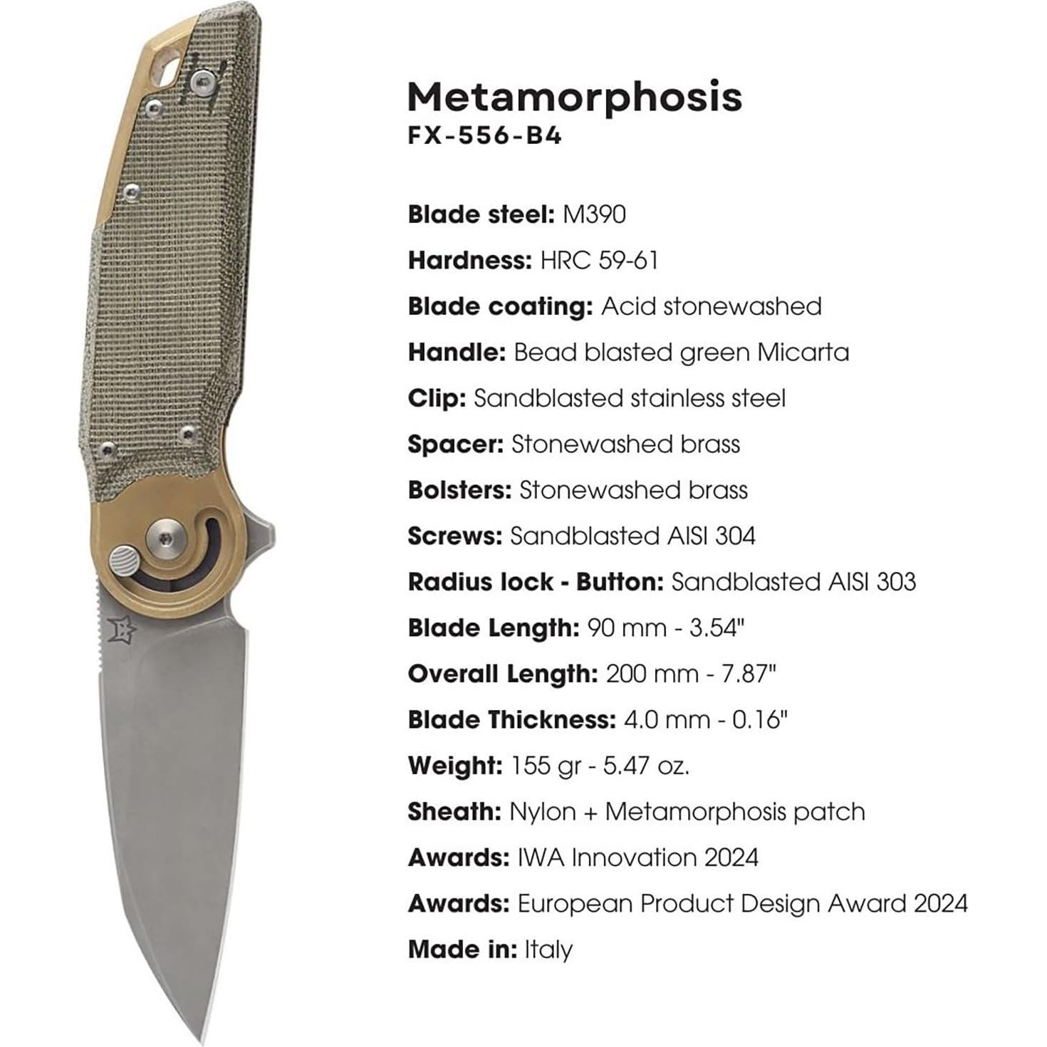 Cuchillo Plegable Fox Knives Metamorphosis FX-556-B4 9cm M390