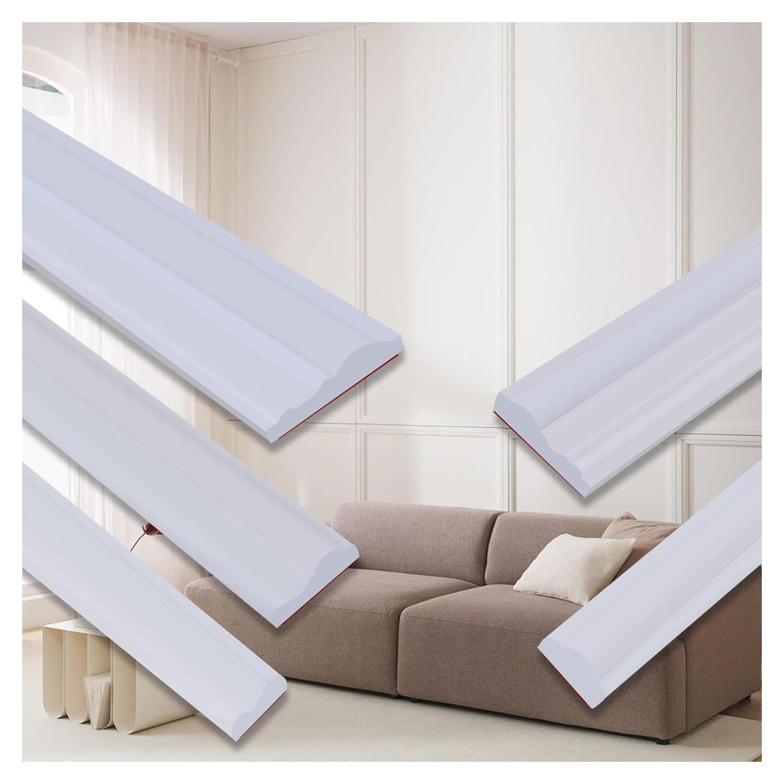 Panel de Moldura Autoadhesivo TPE Blanco 6.1m x 2.3cm