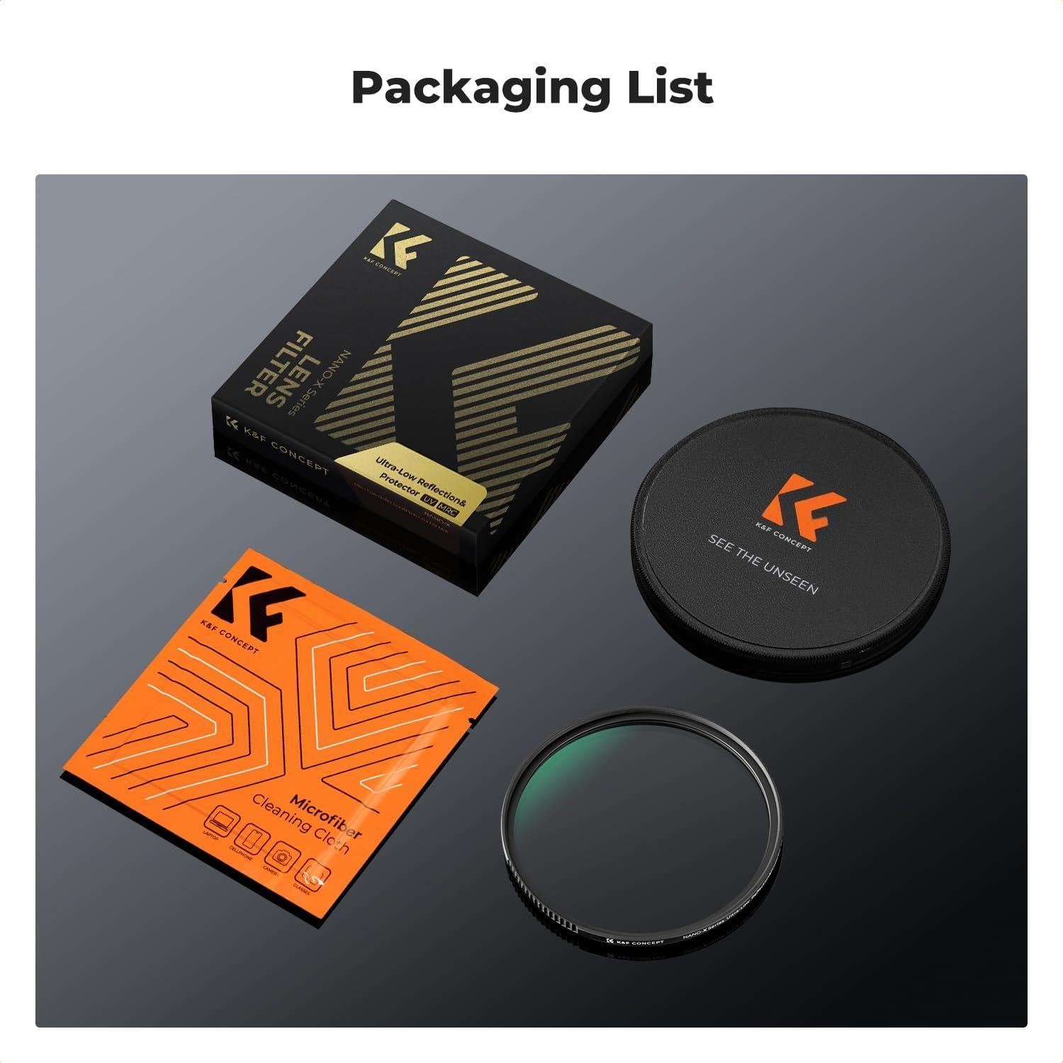 Filtro de Protección UV K&F Concept 37mm Resistente al Agua