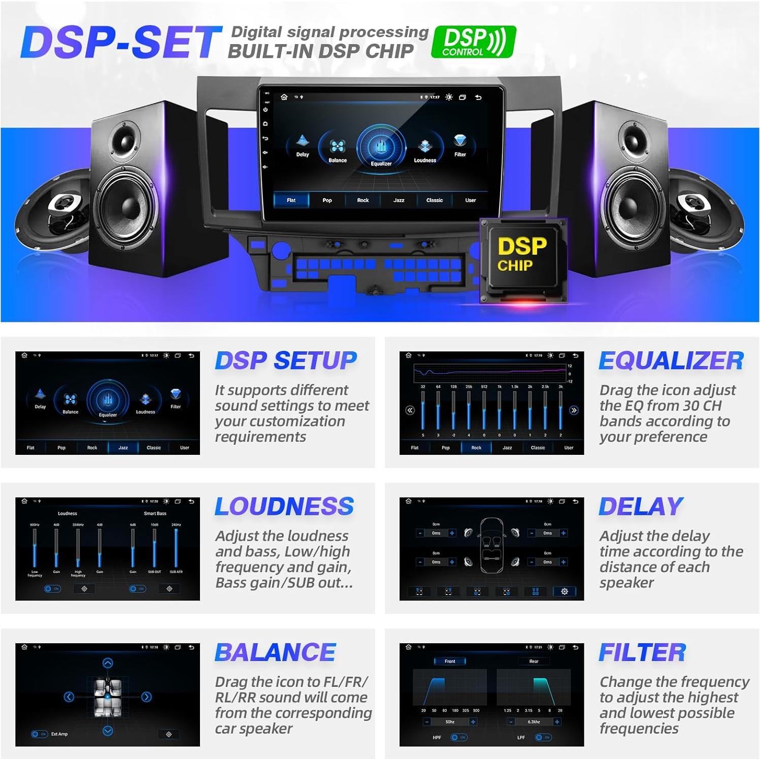 Radio Android 10" SizxNanv para Lancer 2008-2017 Bluetooth GPS