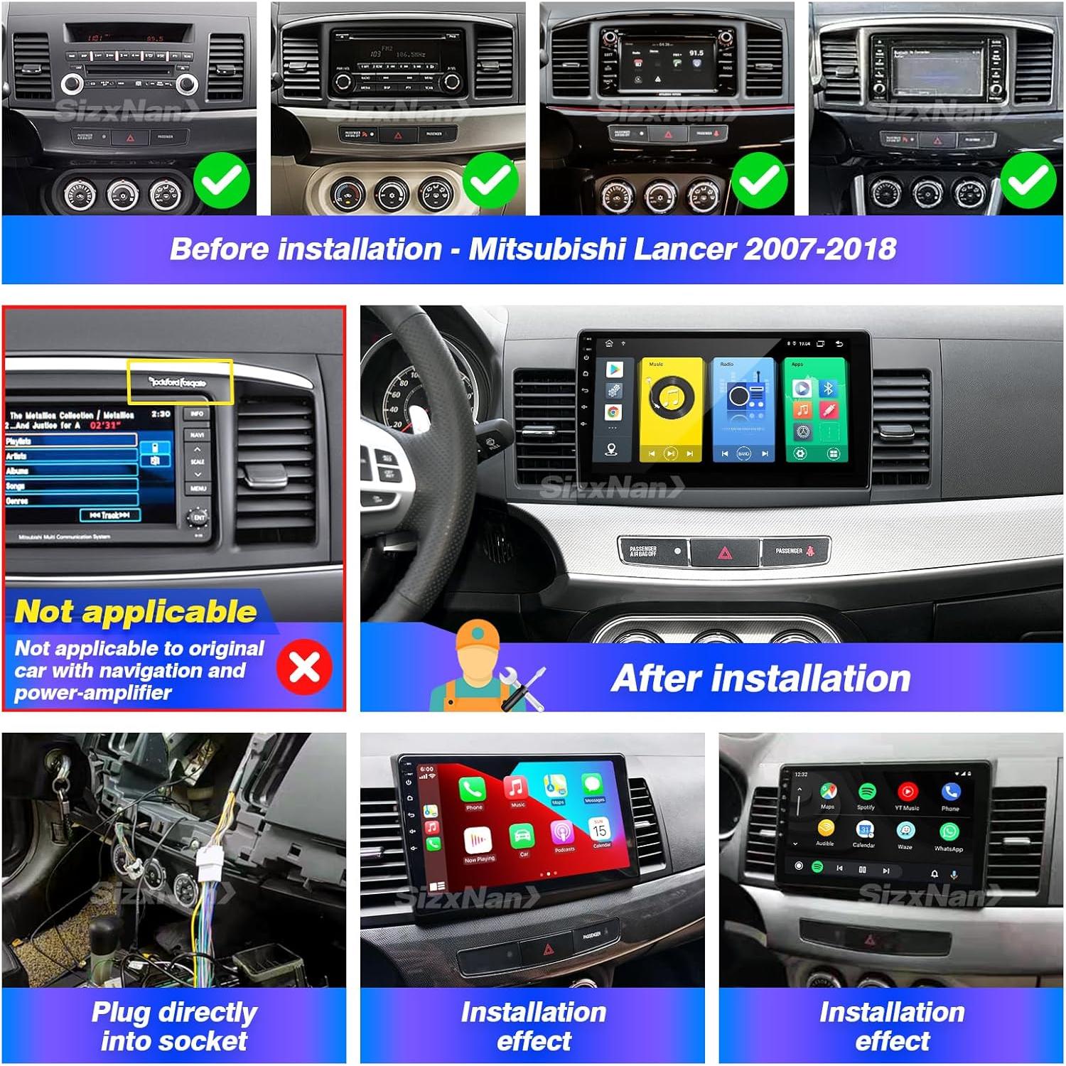 Radio Android 10" SizxNanv para Lancer 2008-2017 Bluetooth GPS