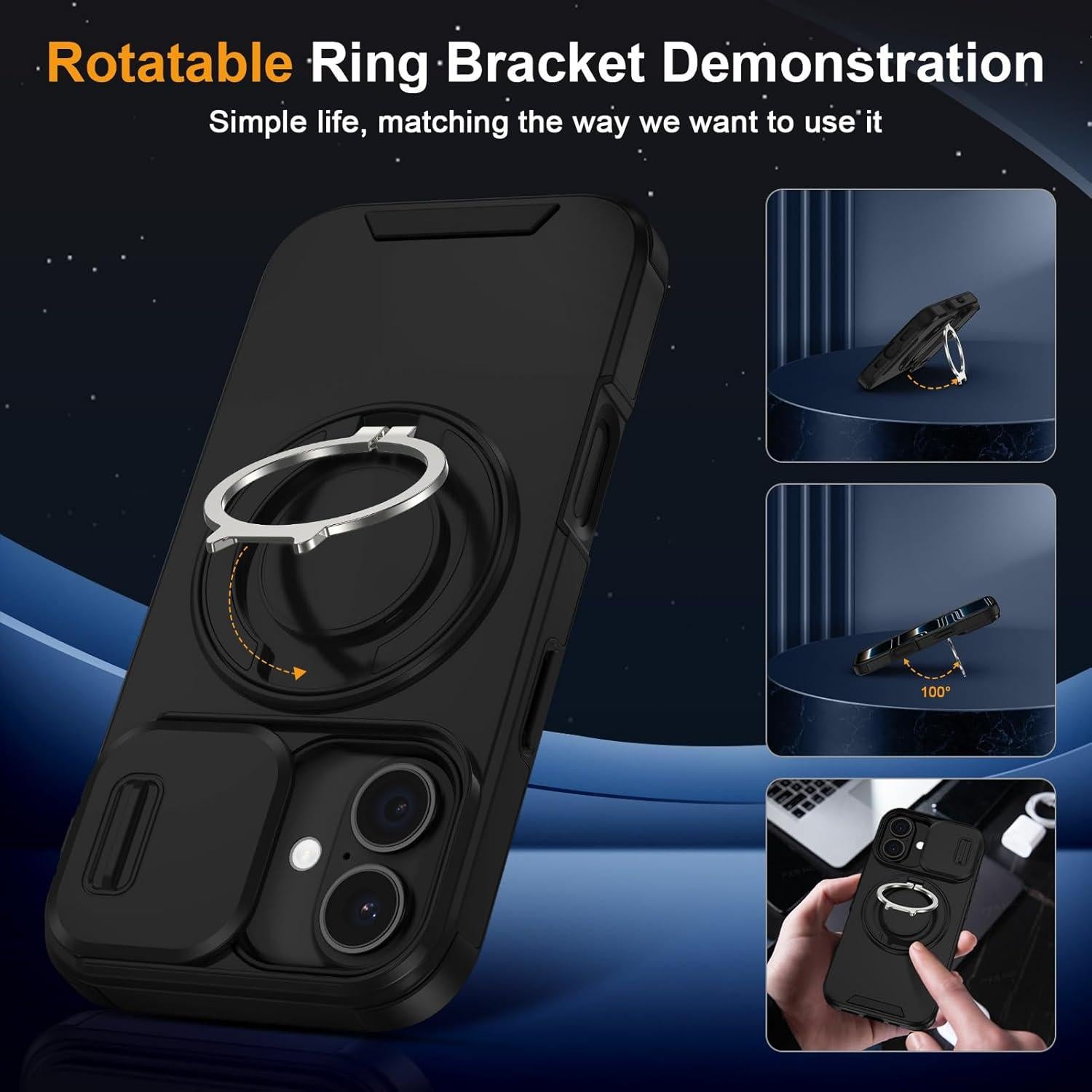 Funda para iPhone 17 con soporte ajustable y protección militar