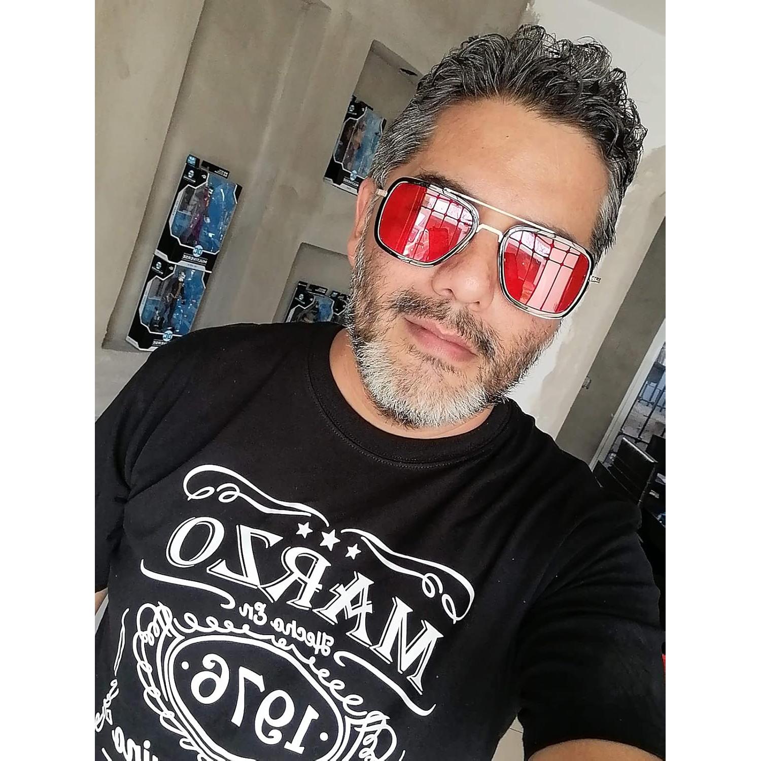 Gafas de Sol AIEYEZO Cuadradas Vintage UV 100% Oro/Rojo