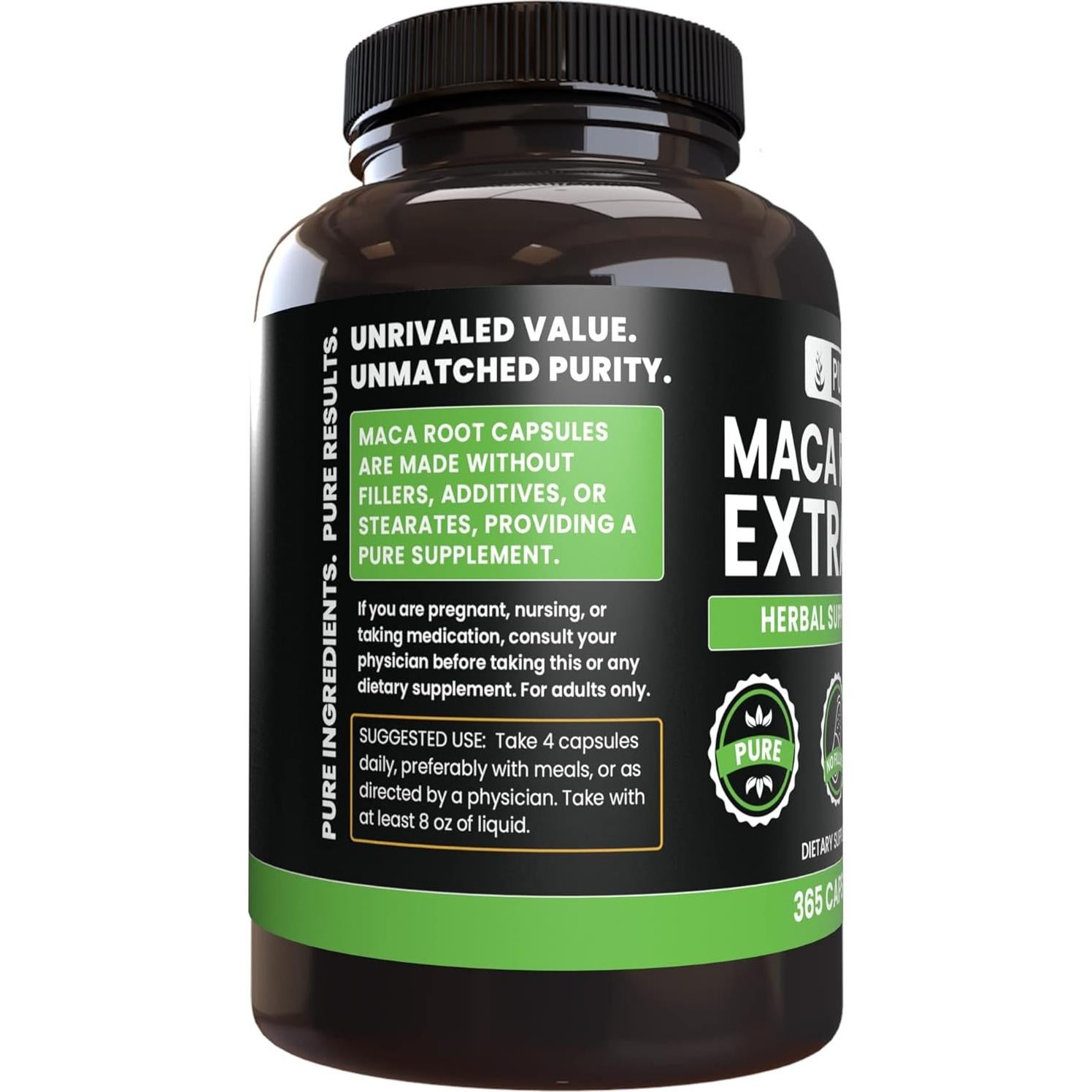 Raíz de Maca 365 Cápsulas Ingredientes Originales Puras