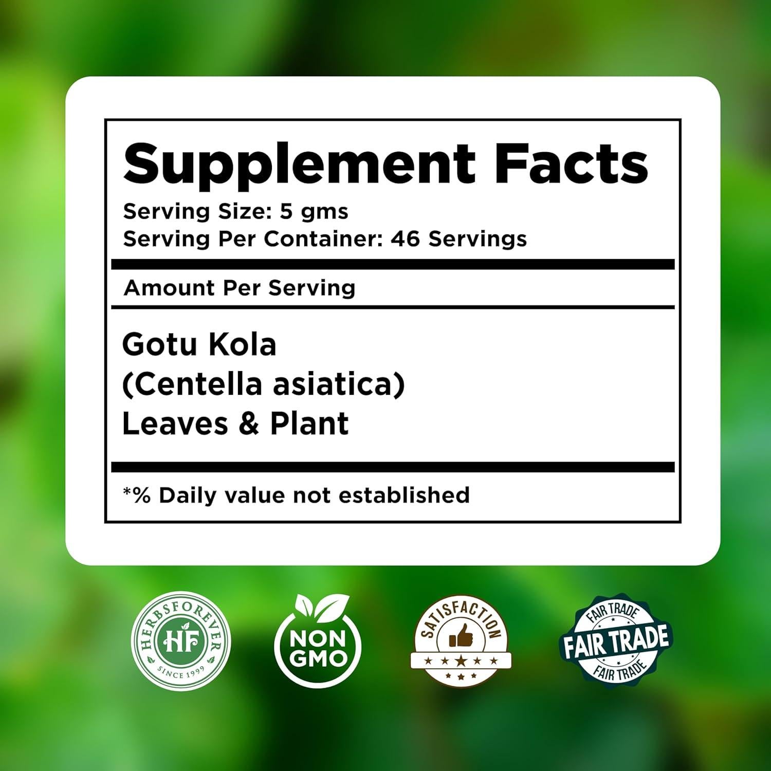 Polvo de Gotu Kola Herbsforever 230g | Centella Asiática Vegano