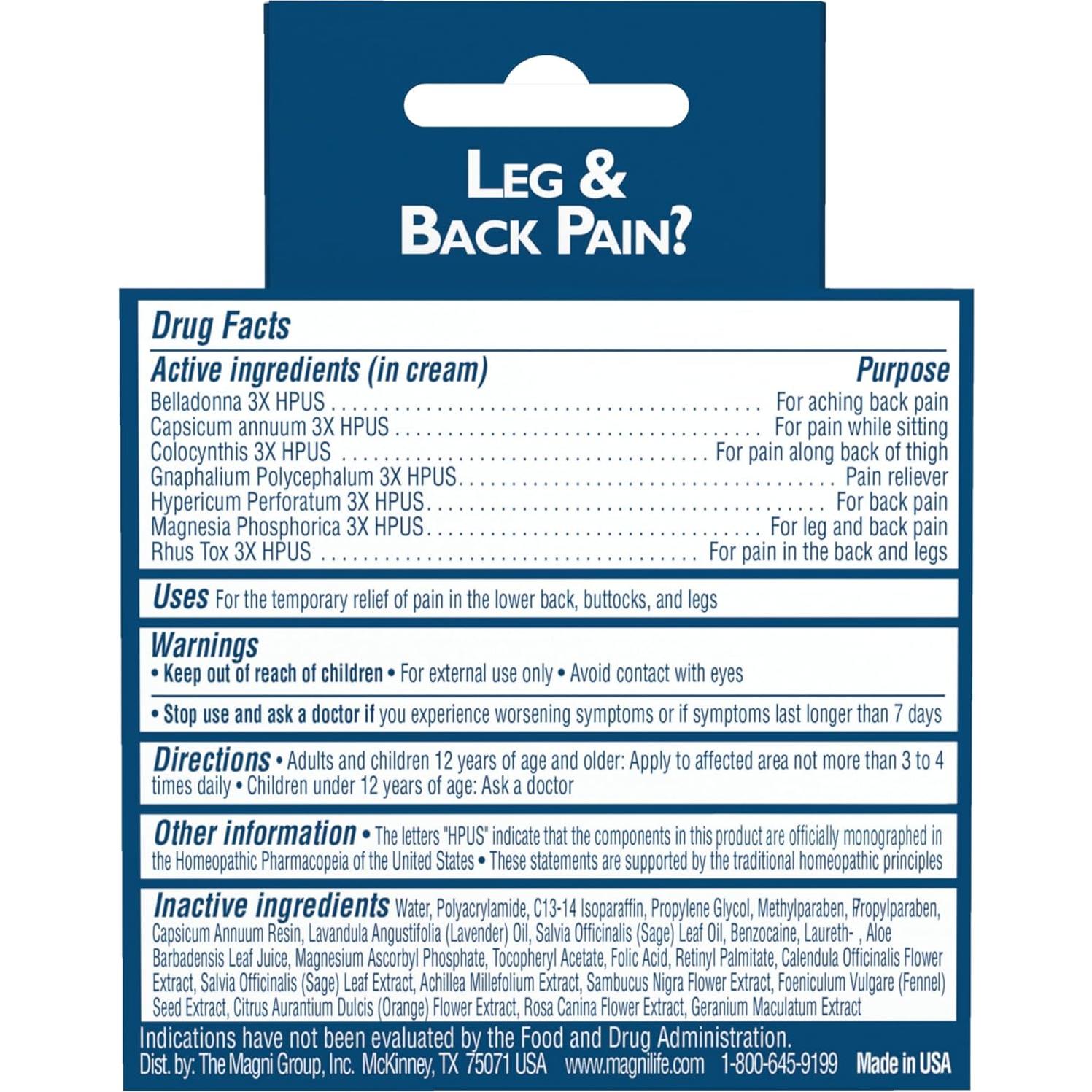 Crema Alivio Dolor Piernas y Espalda MagniLife 113.4g