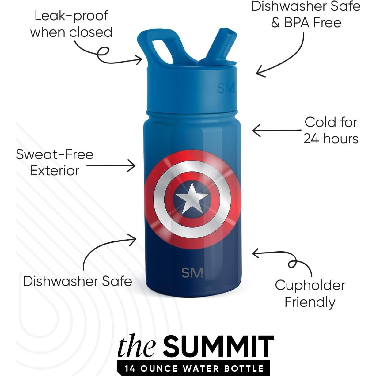 Botella de Agua Simple Modern 14oz Capitán América Aislada