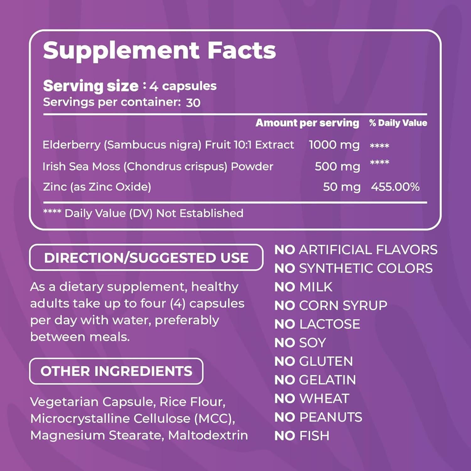 Cápsulas de Musgo Marino Irlandés TrueSeaMoss 120 Unidades 1600mg