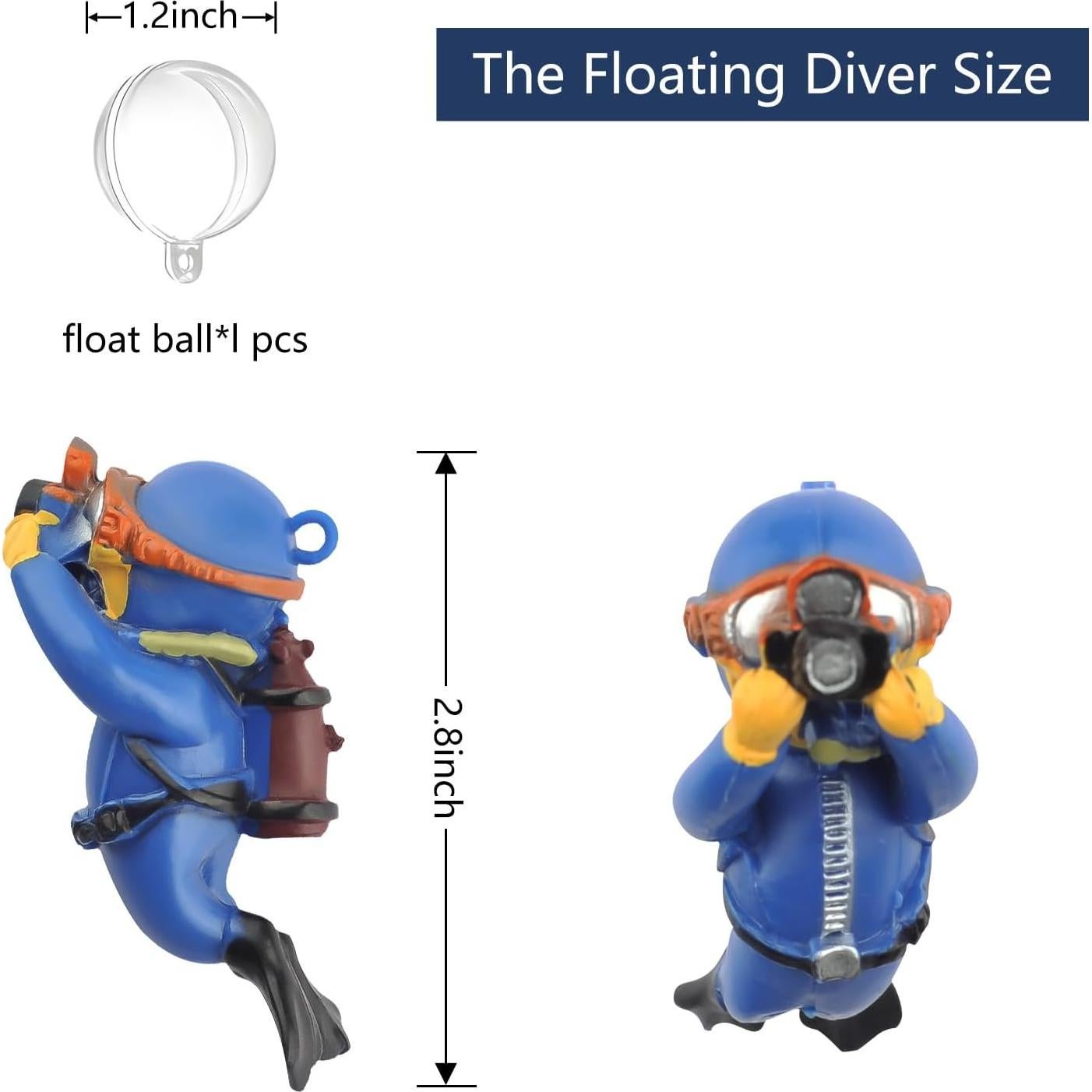 Decoración de Acuario Buceador Onesimcr Azul Divertido