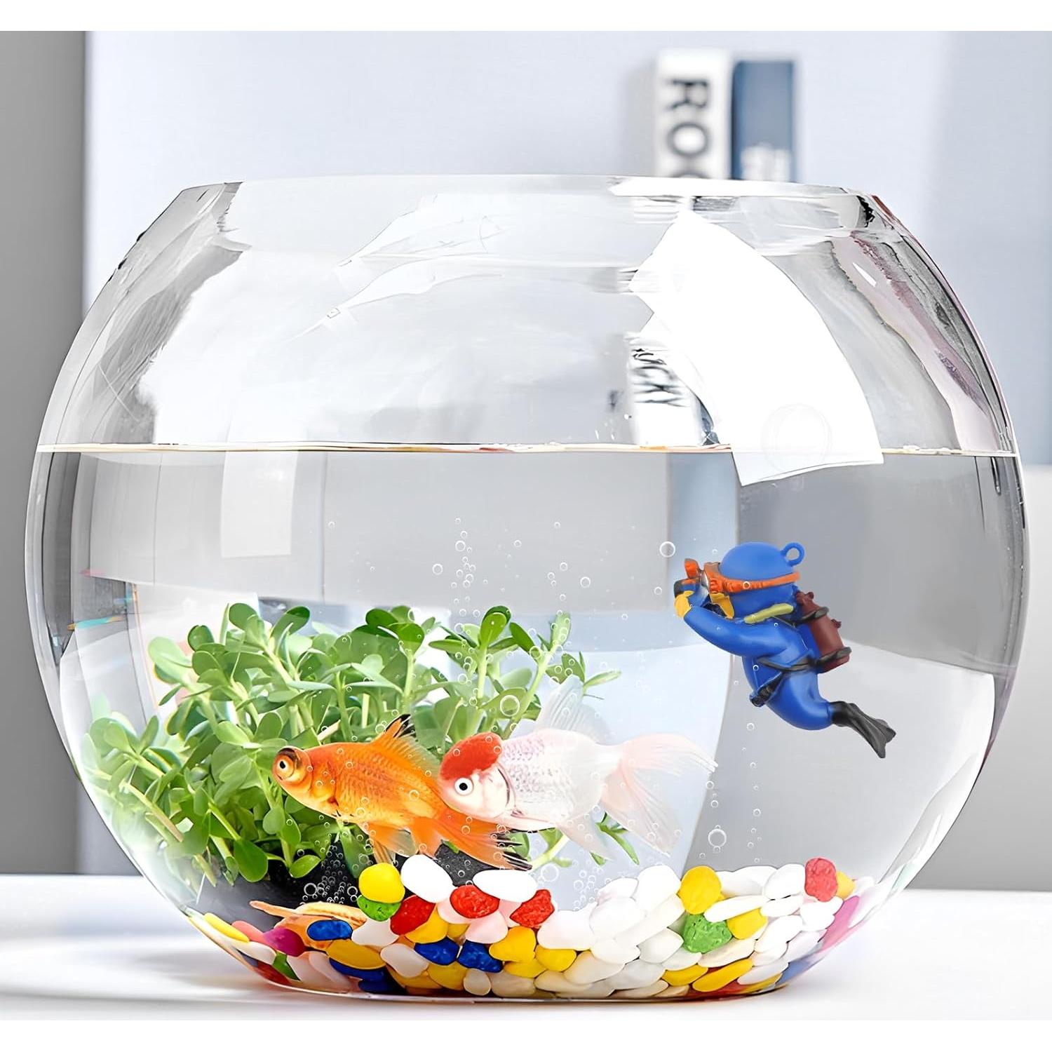 Decoración de Acuario Buceador Onesimcr Azul Divertido