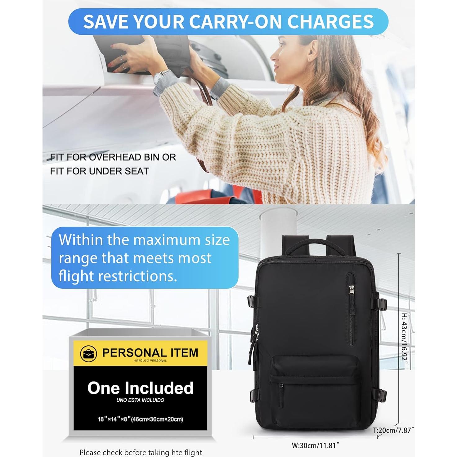 Mochila de Viaje VECAVE para Laptop 14" Impermeable Negra