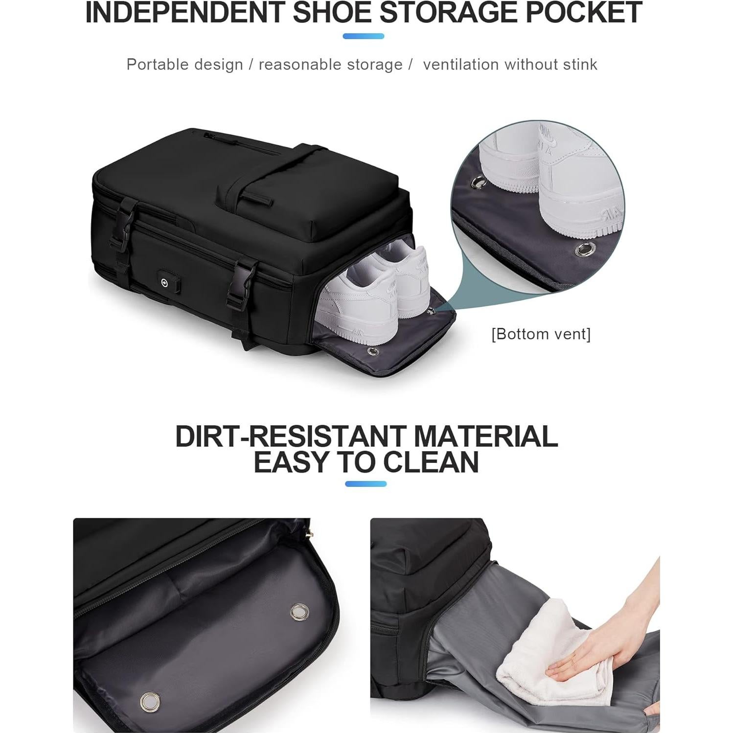 Mochila de Viaje VECAVE para Laptop 14" Impermeable Negra