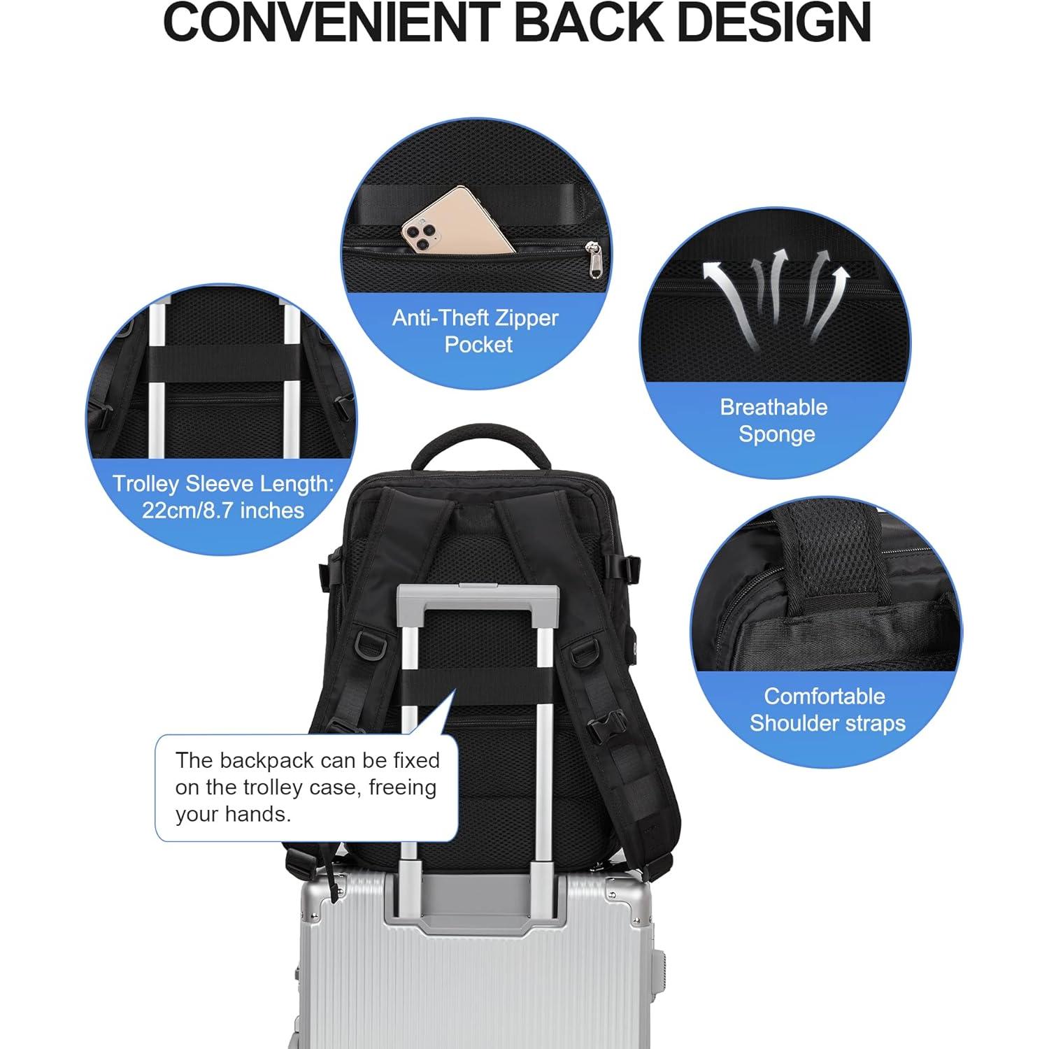 Mochila de Viaje VECAVE para Laptop 14" Impermeable Negra