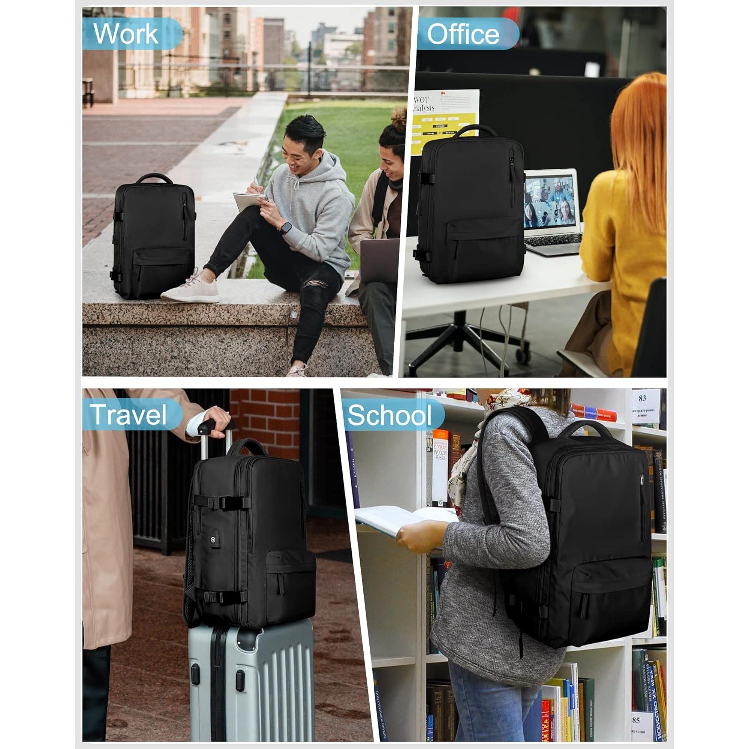 Mochila de Viaje VECAVE para Laptop 14" Impermeable Negra