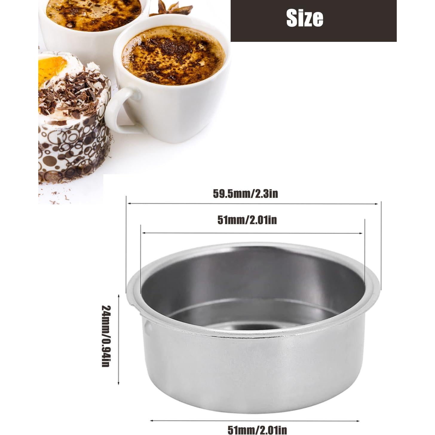 Filtro de café de acero inoxidable WenTigDY 51 mm doble taza