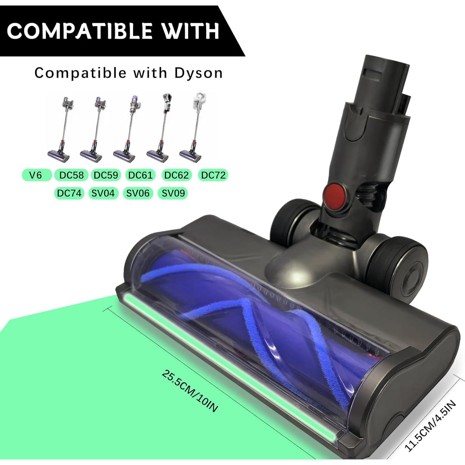 Cabezal de Aspiradora SPRYAR para Dyson V6 DC58 DC Series con Luz LED