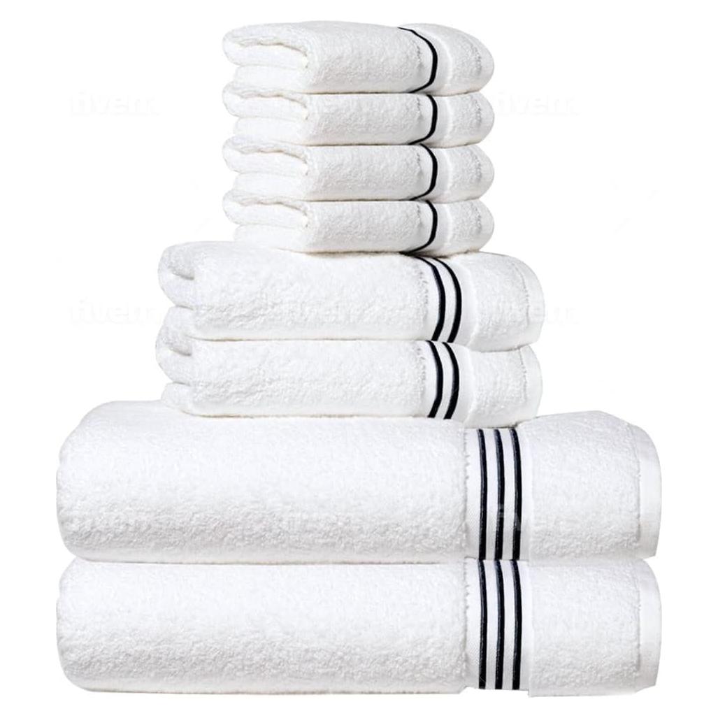 Juego de Toallas Premium Simpli-Magic 8 Piezas Algodón Negro