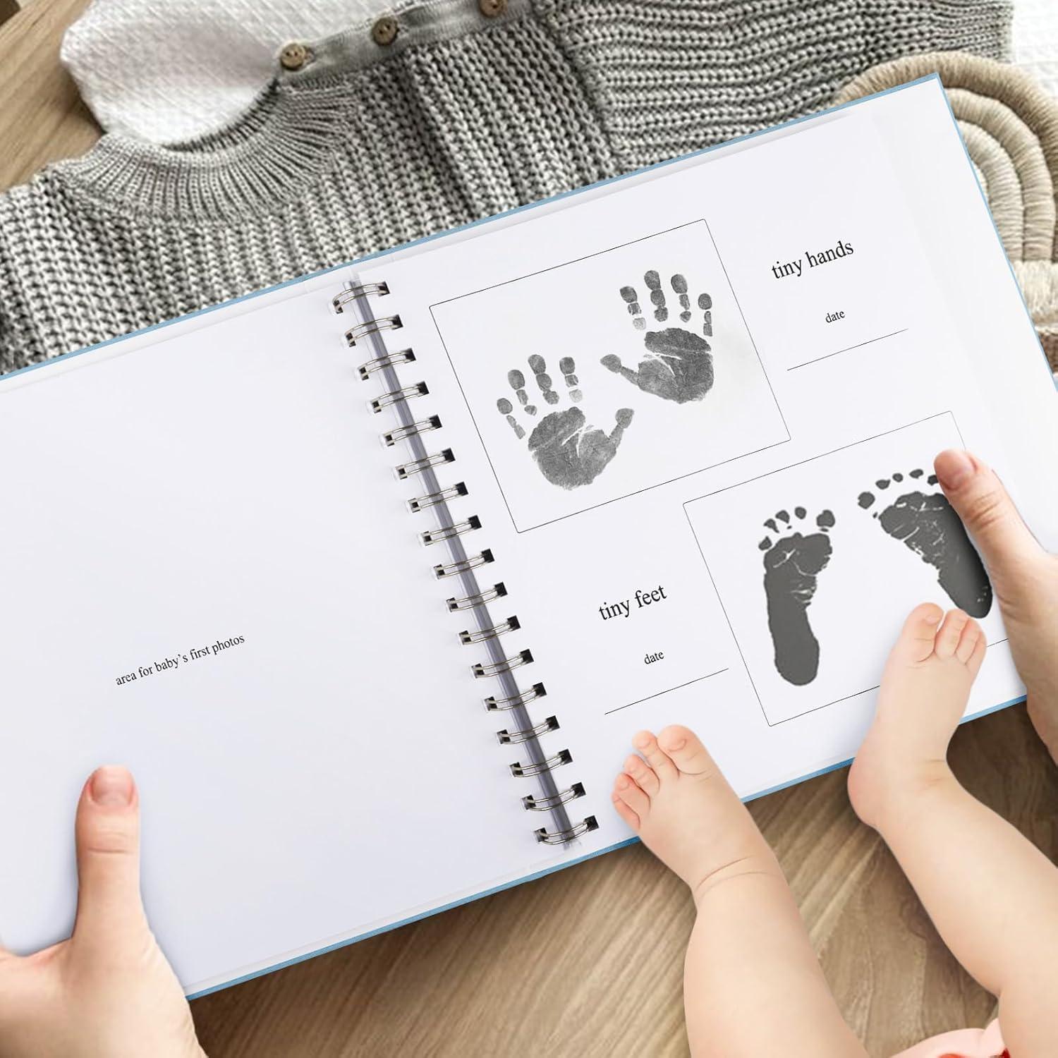 Libro de Recuerdos de Bebé 1DOT2 Azul Bebé Cubierta de Lino