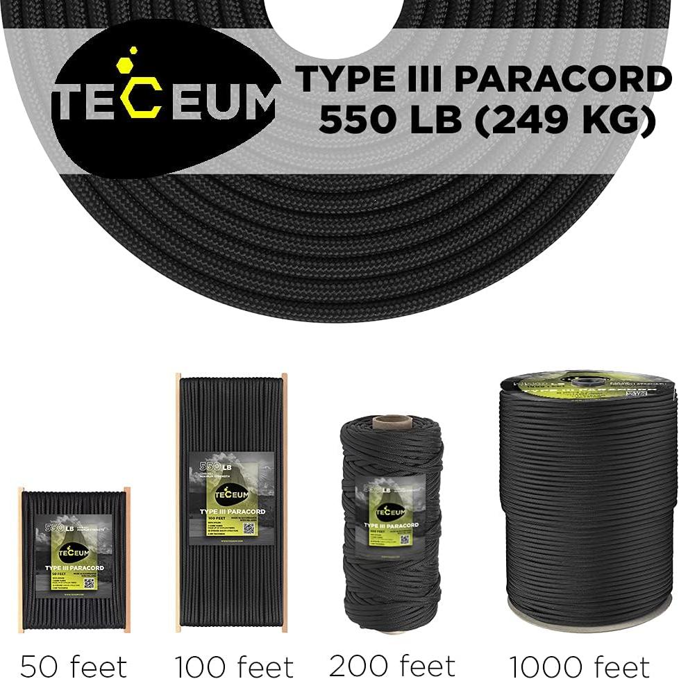 Cuerda Paracord TECEUM 550 - 50 pies Albaricoque Nylon