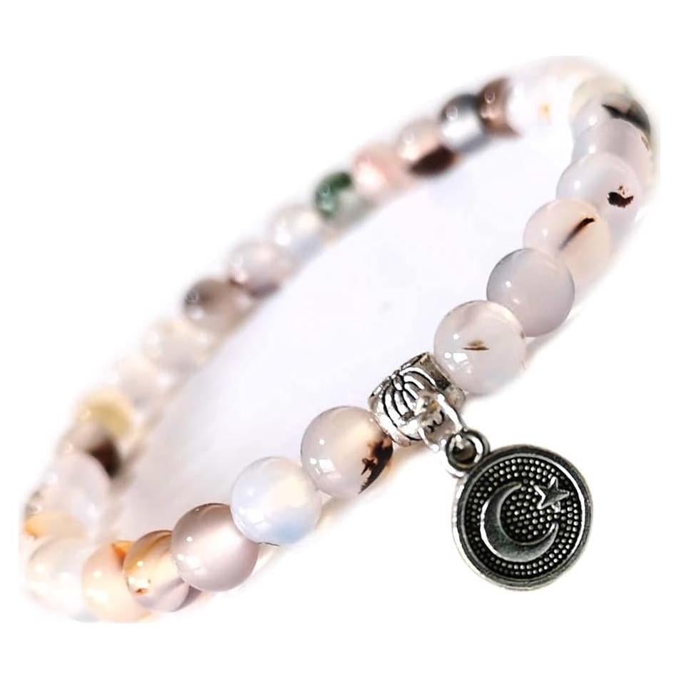 Pulsera de cuentas de oración 33 cuentas ágata blanca mujer