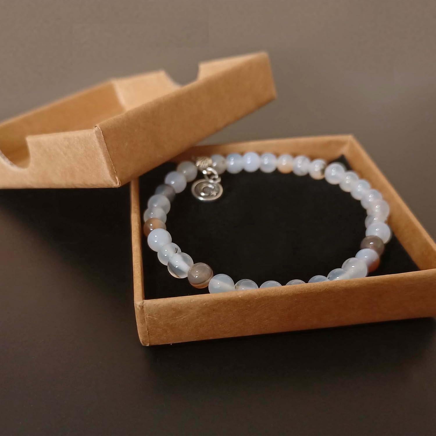 Pulsera de cuentas de oración 33 cuentas ágata blanca mujer