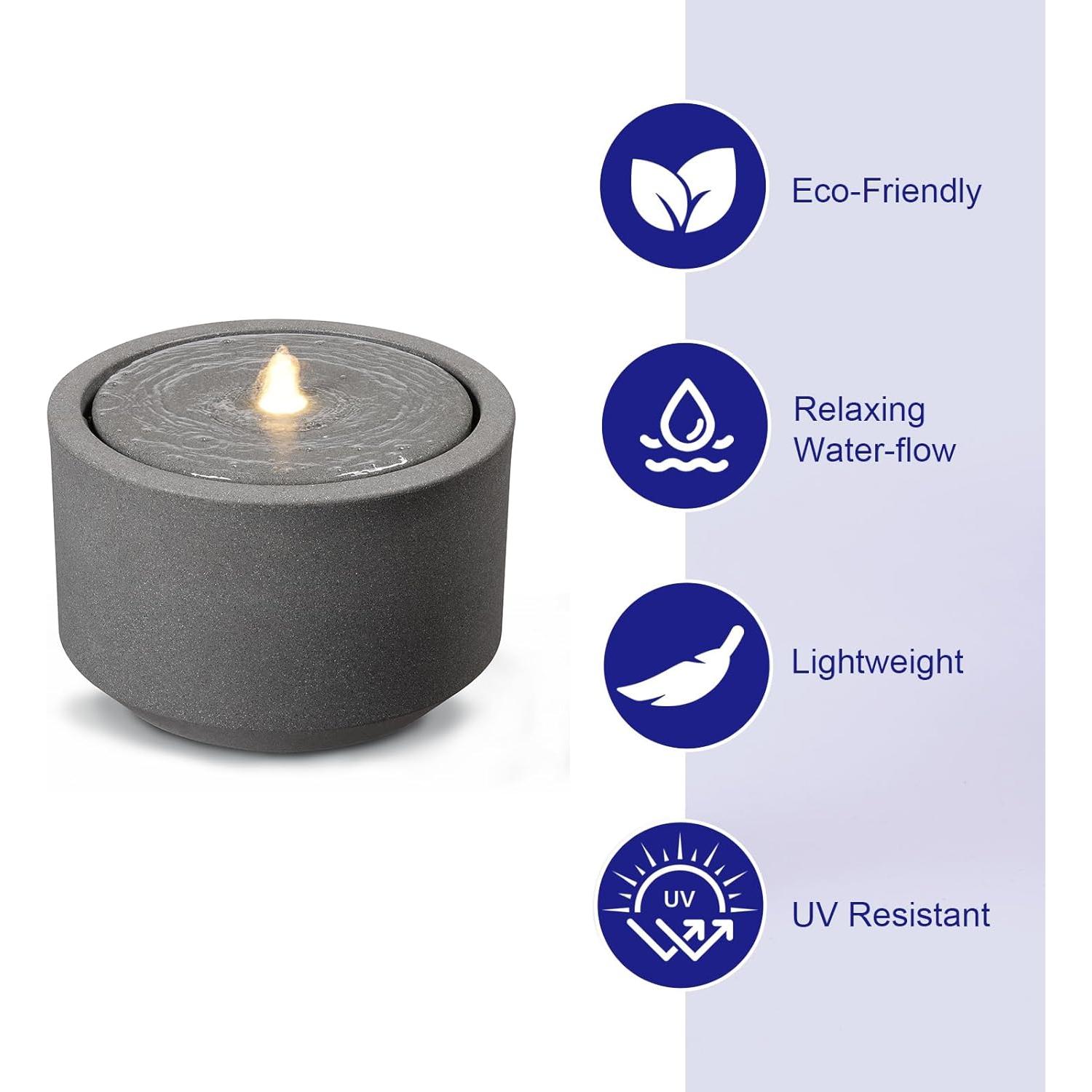 Fuente de Agua Exterior PUULYE 40x40 cm Ecológica con LED